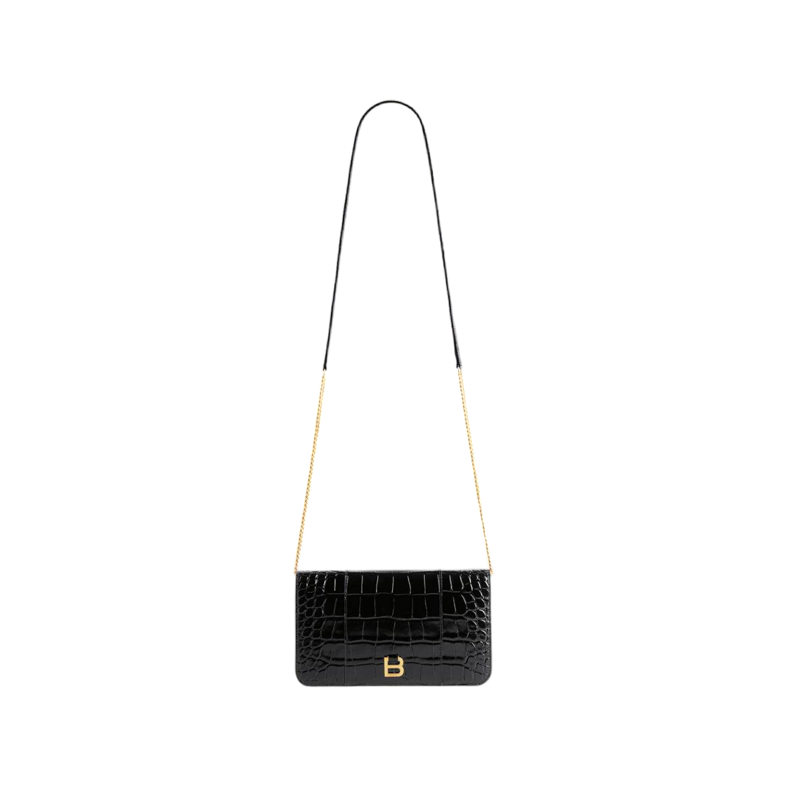 8661262ABWD1000 Balenciaga Hourglass Phone Pouch In Black