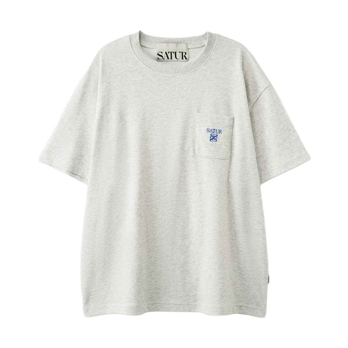 세터 아페로 로고 포켓 반팔 티셔츠 멜란지 화이트(SATUR Apero Logo Pocket T-Shirt Melange White) - 1