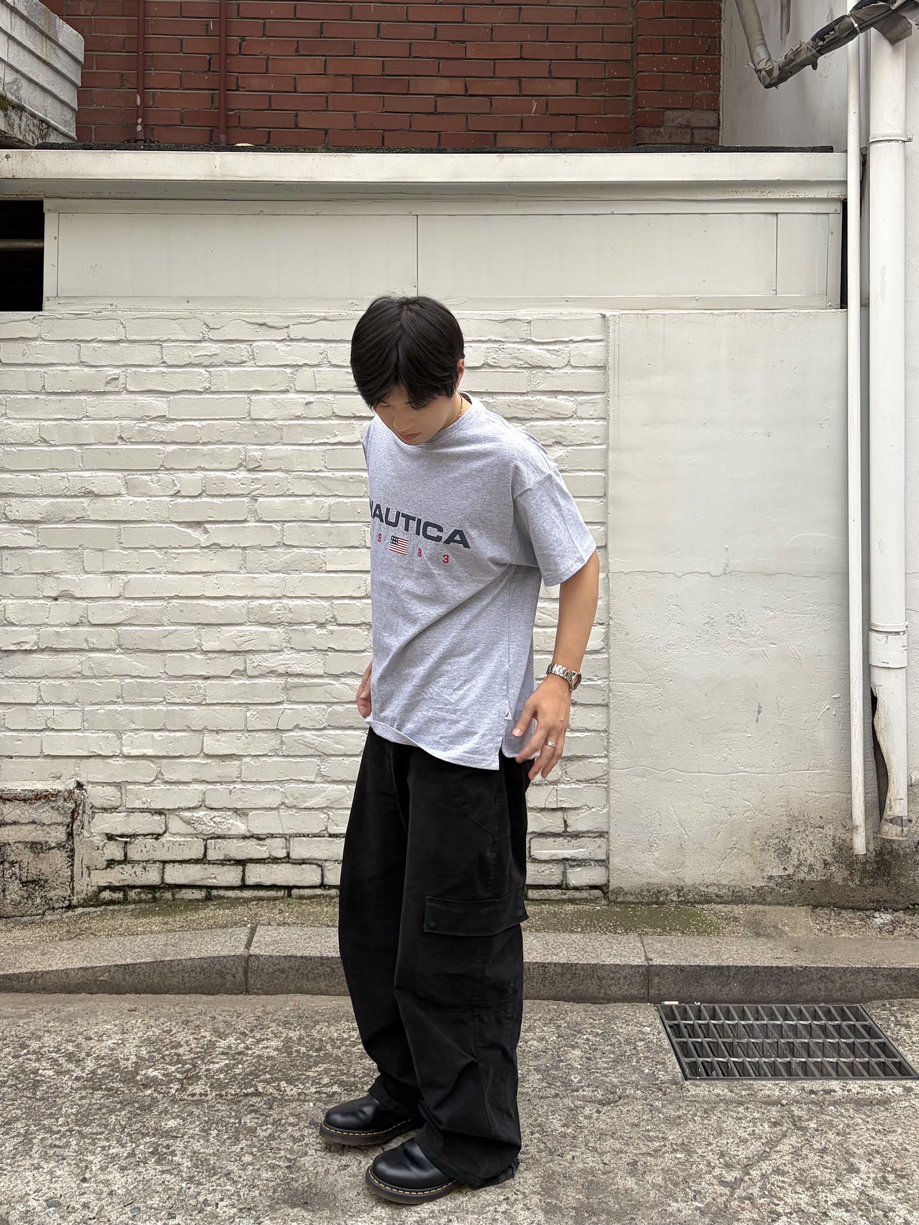 noun Washed Cargo Pants Black, Dr. Martens 1461 Smooth Black 착용 스타일 - 1