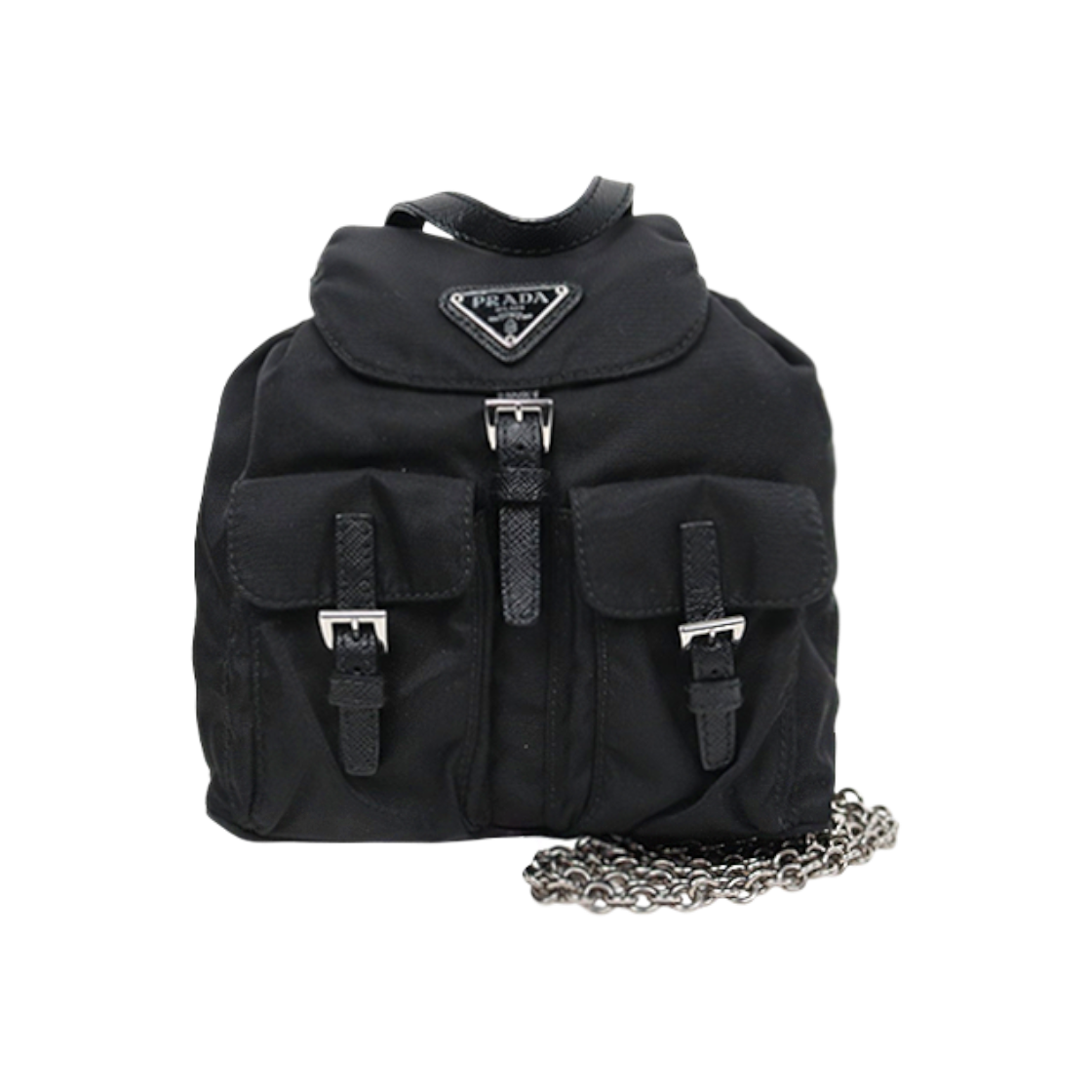 프라다 블랙 나일론 미니 체인 백팩 D-A53482(Prada Black Nylon Mini Chain Backpack D-A53482)