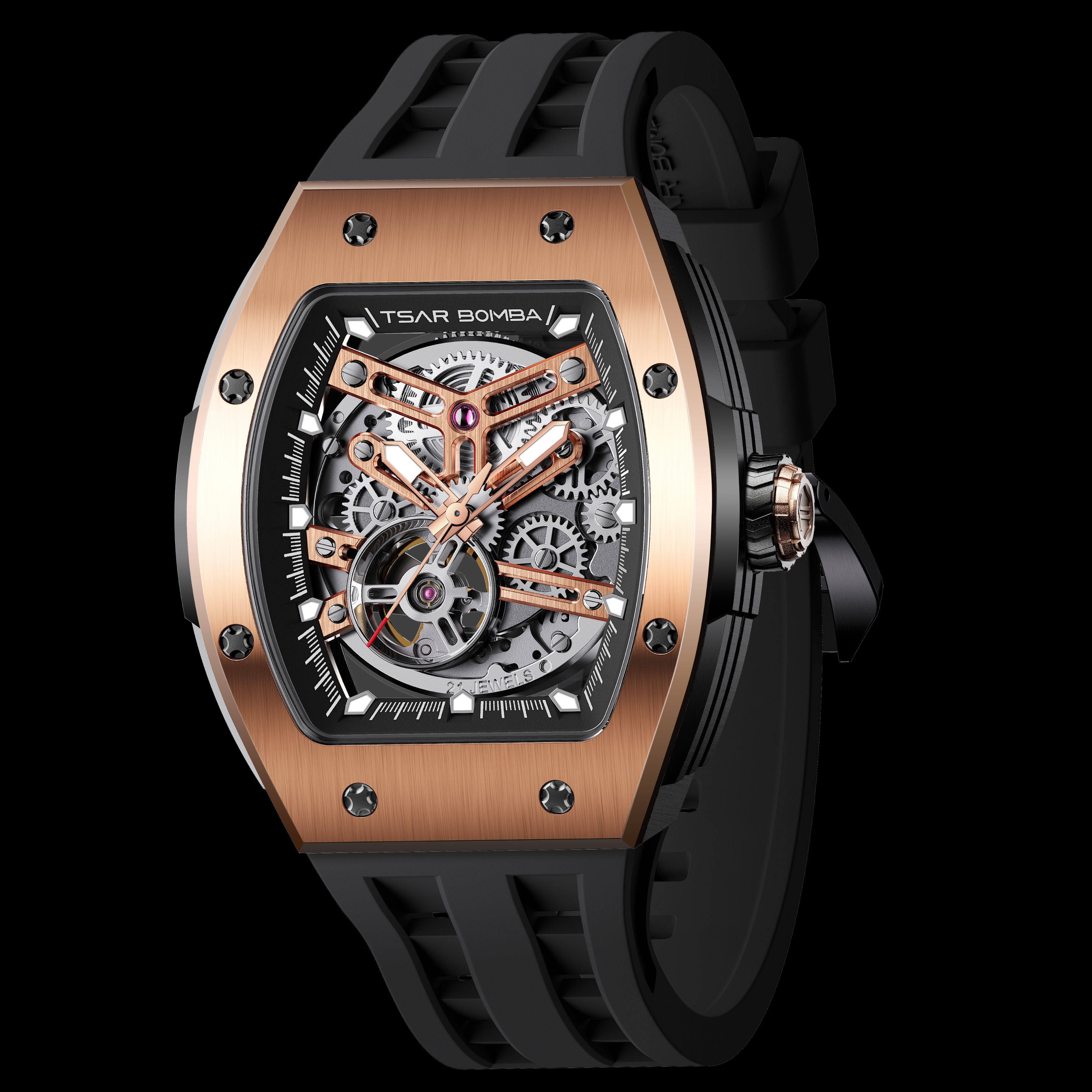 Tsar Bomba Elemental Automatic Watch TB8228A Rose Gold Black 착용 스타일 - 2
