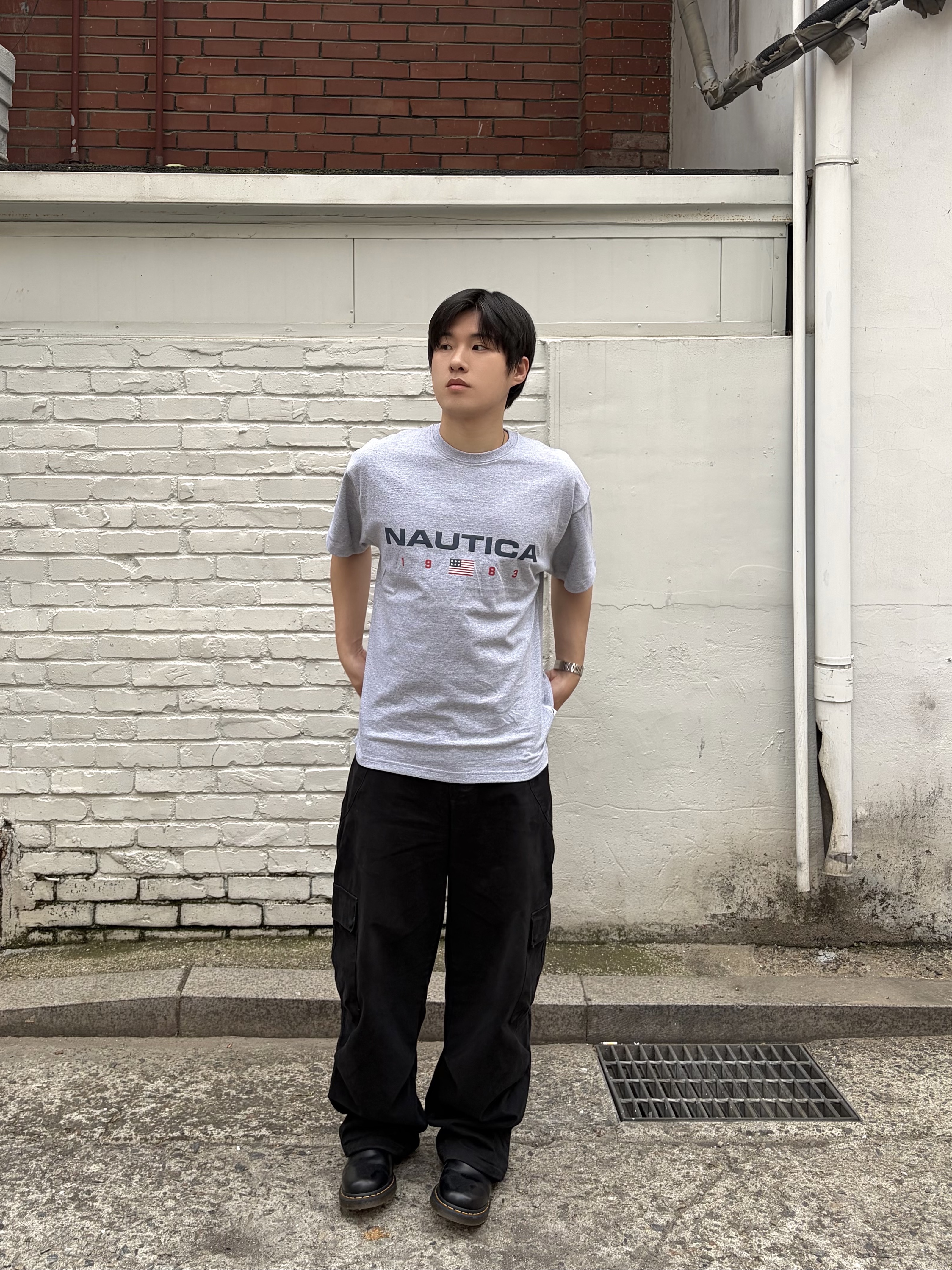 noun Washed Cargo Pants Black, Dr. Martens 1461 Smooth Black 착용 스타일 - 2