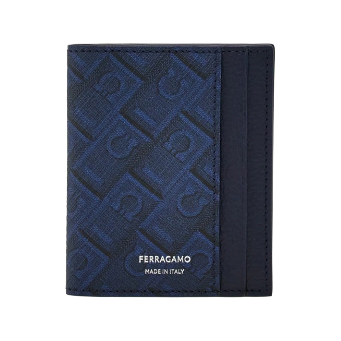 661586-791199 Ferragamo Monogram Card Holder Dark Blue Navy Black