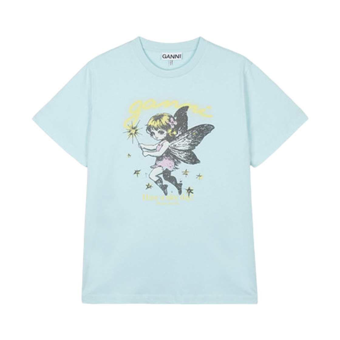 A1050174-07Z (W) Ganni Basic Cotton Fairy T-Shirt Light Blue