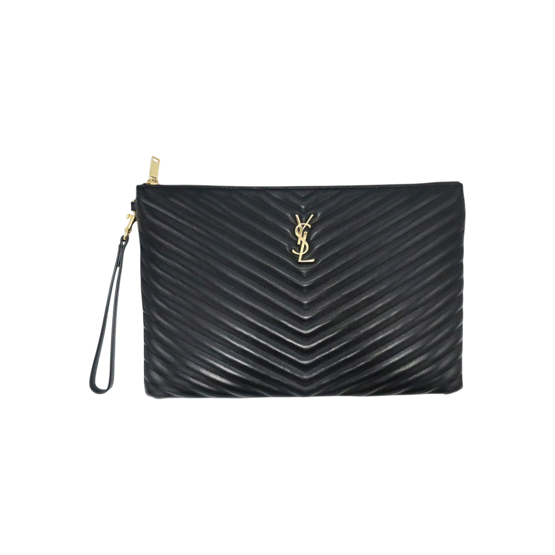 ITIEB9RG5JPR Saint Laurent Black Matelasse Monogram Document Holder Strap