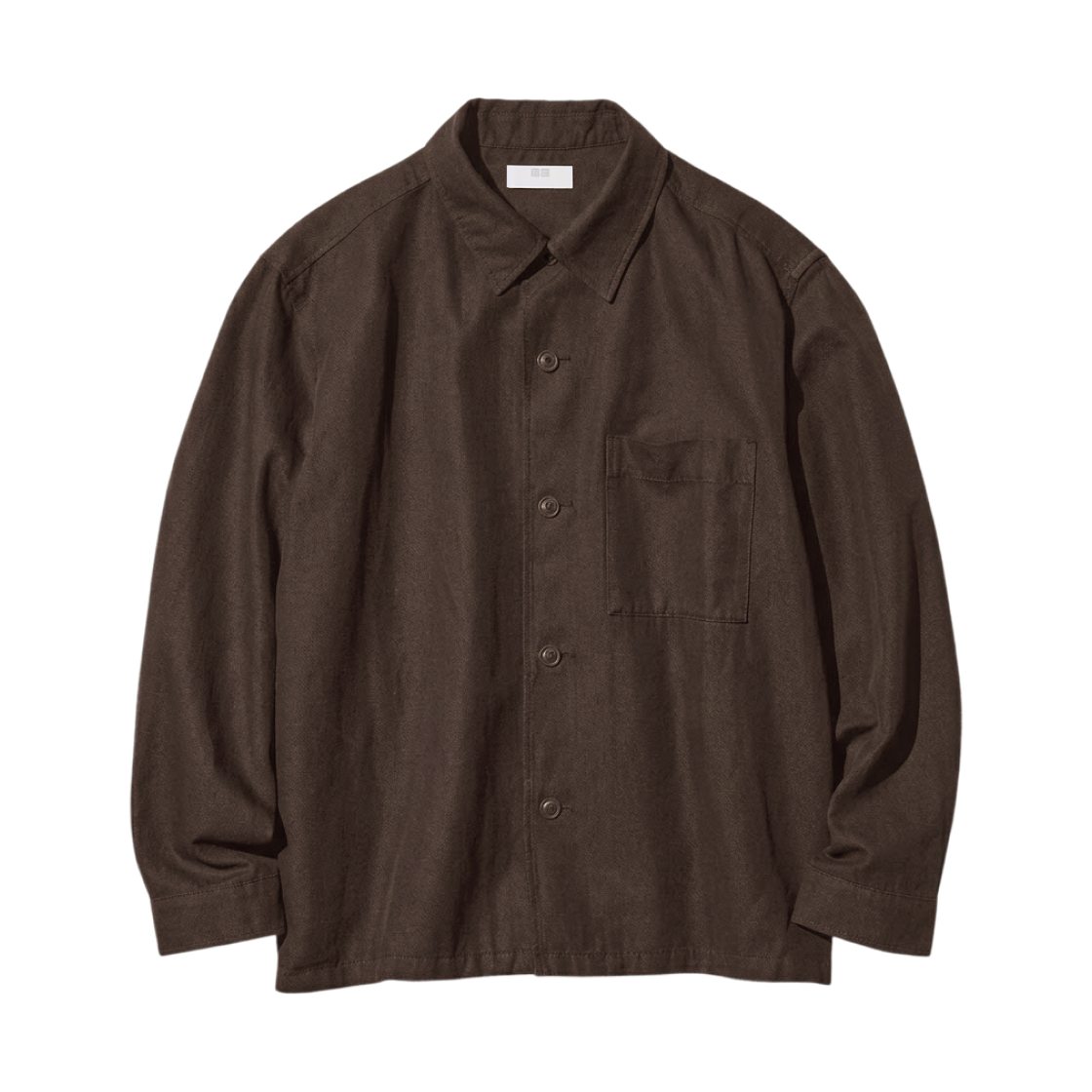 482443-38 Uniqlo Cotton Linen Shirt Jacket Dark Brown - JP