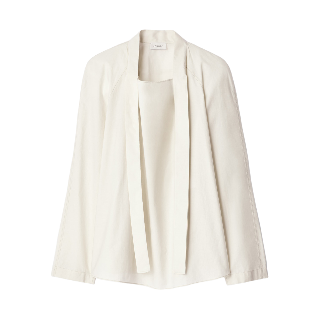 (W) 르메르 워시드 코튼 실크 애스콧 블라우스 라이트 크림((W) Lemaire Washed Cotton Silk Ascot Blouse Light Cream)
