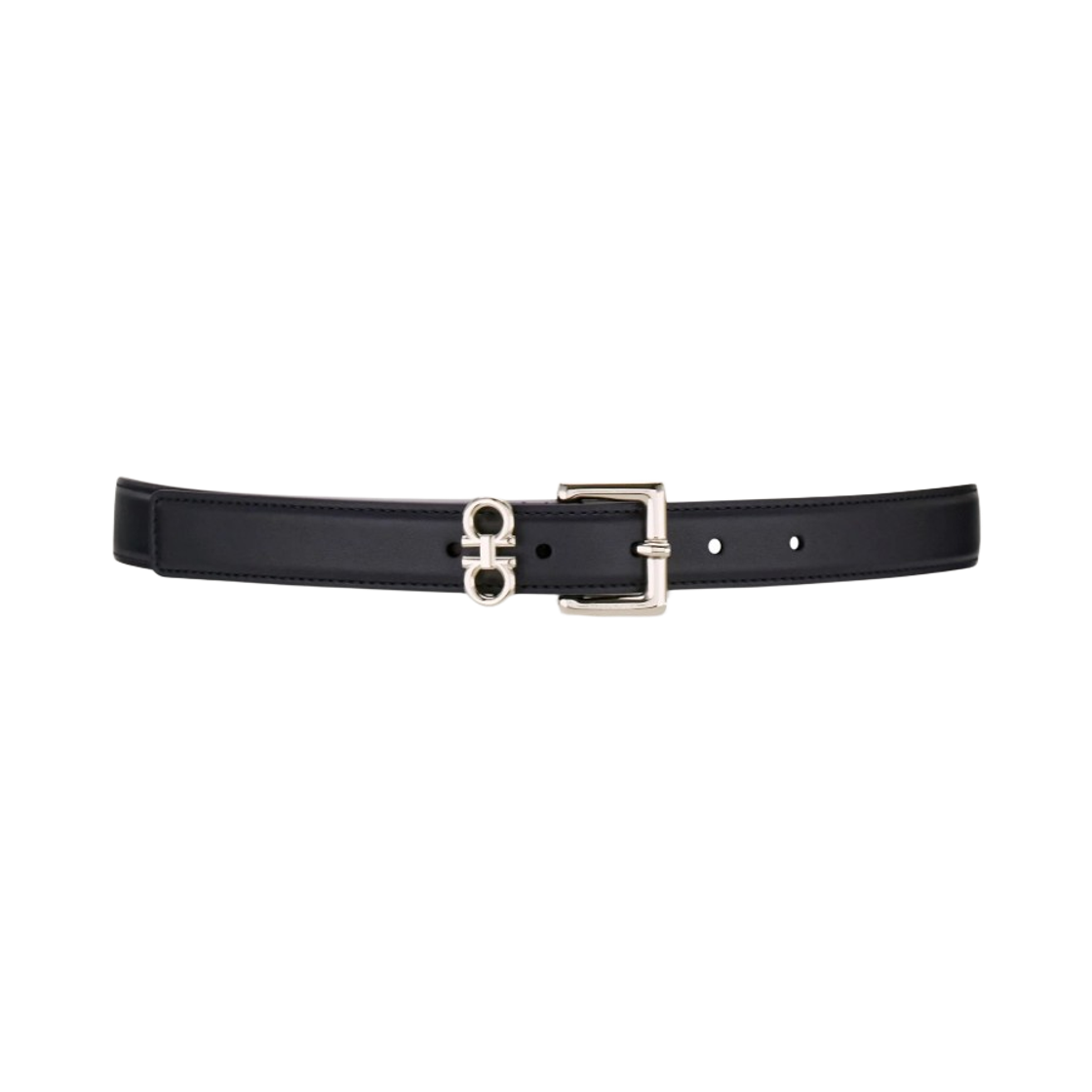 230346-786277 (W) Ferragamo Double Gancini Fixed Belt Navy Blue
