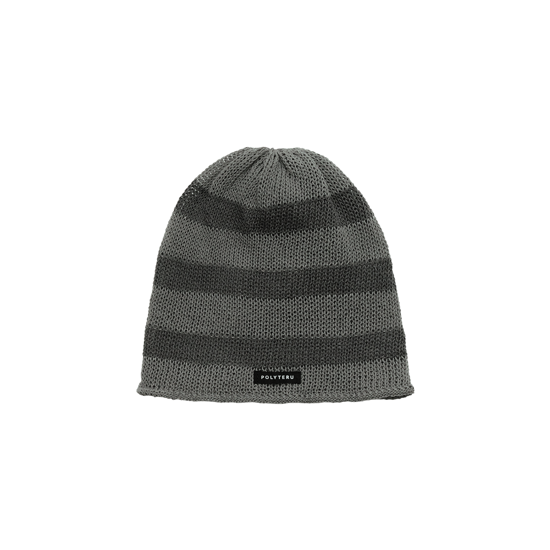 폴리테루 우먼 서머 니트 비니 차콜 스트라이프(Polyteru Women Summer Knit Beanie Charcoal Striped)