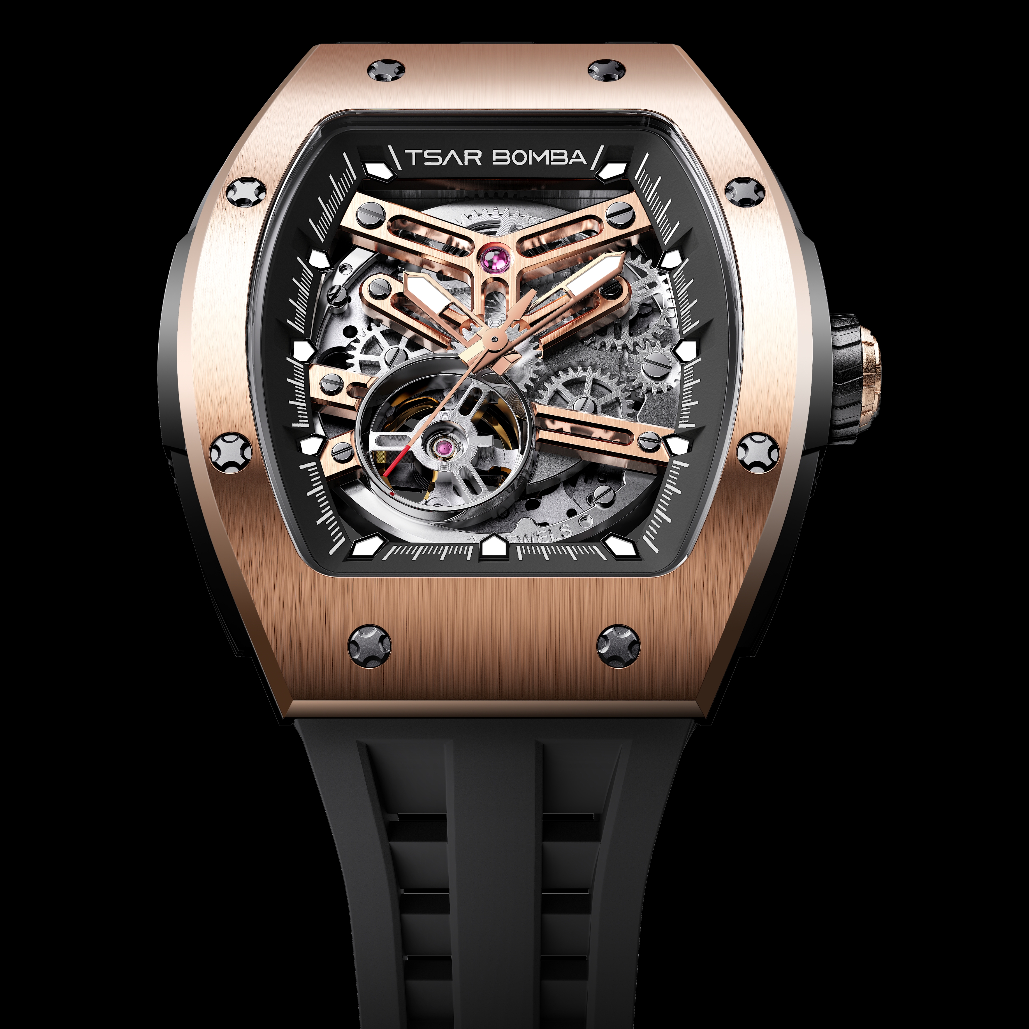 Tsar Bomba Elemental Automatic Watch TB8228A Rose Gold Black 착용 스타일 - 3