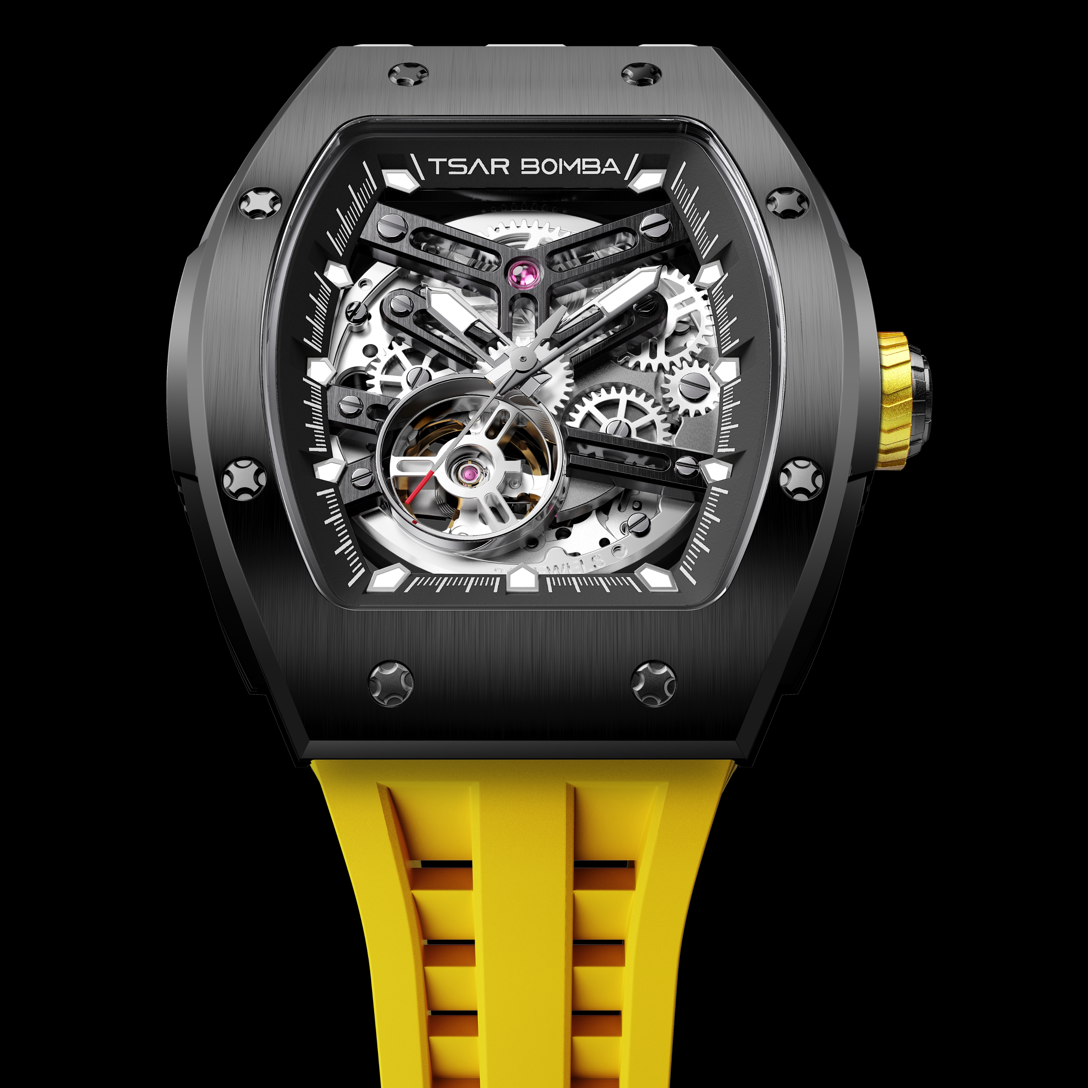 Tsar Bomba Elemental Automatic Watch TB8228A Black Yellow 착용 스타일 - 3