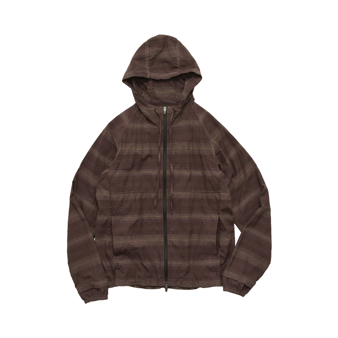 폴리테루 우먼 스트라이프 후디 파카 믹스드 브라운(Polyteru Women Striped Hoodie Parka Mixed Brown)