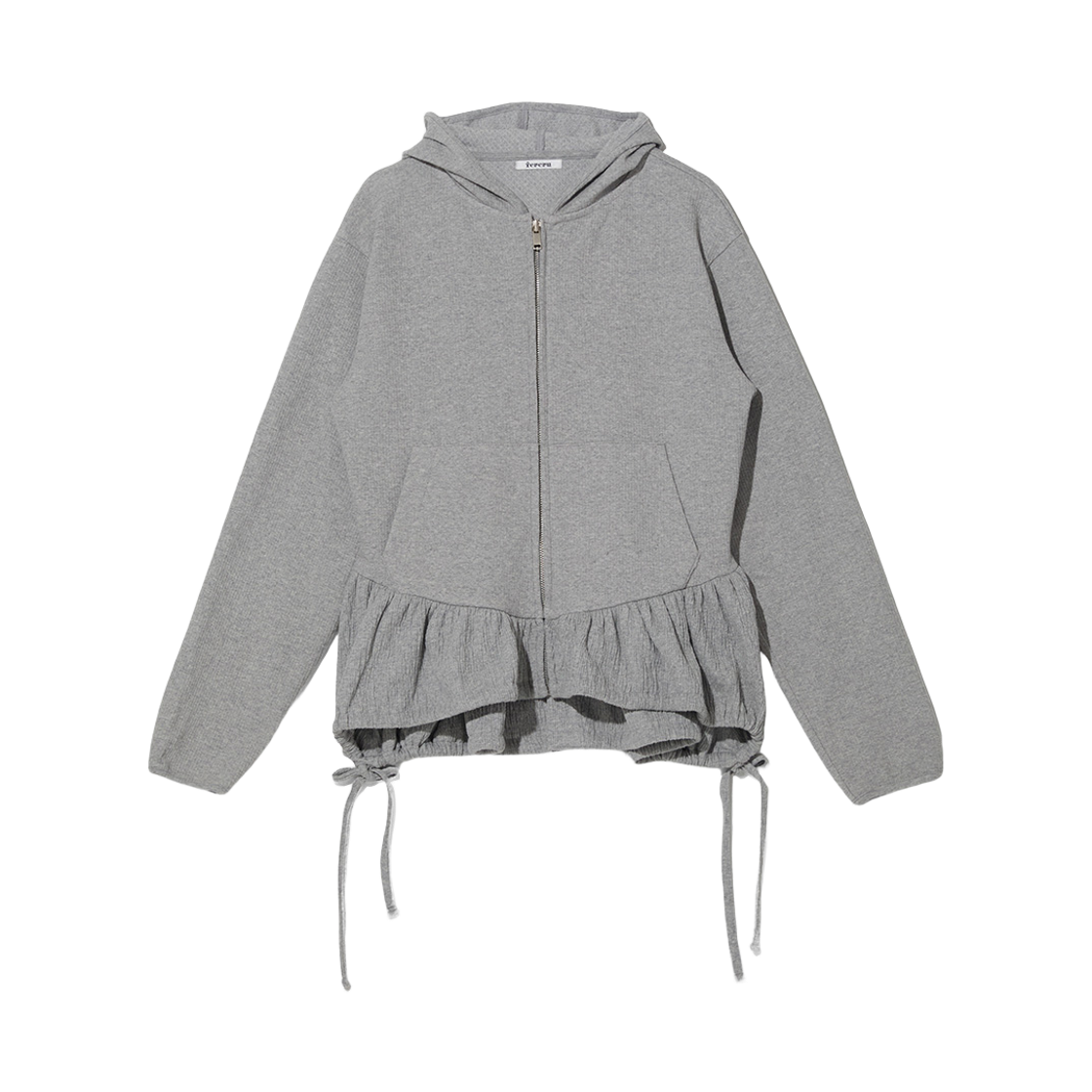 테레루 쉬어링 후디 집업 그레이(TERERU Shirring Hoodie Zip-Up Gray)
