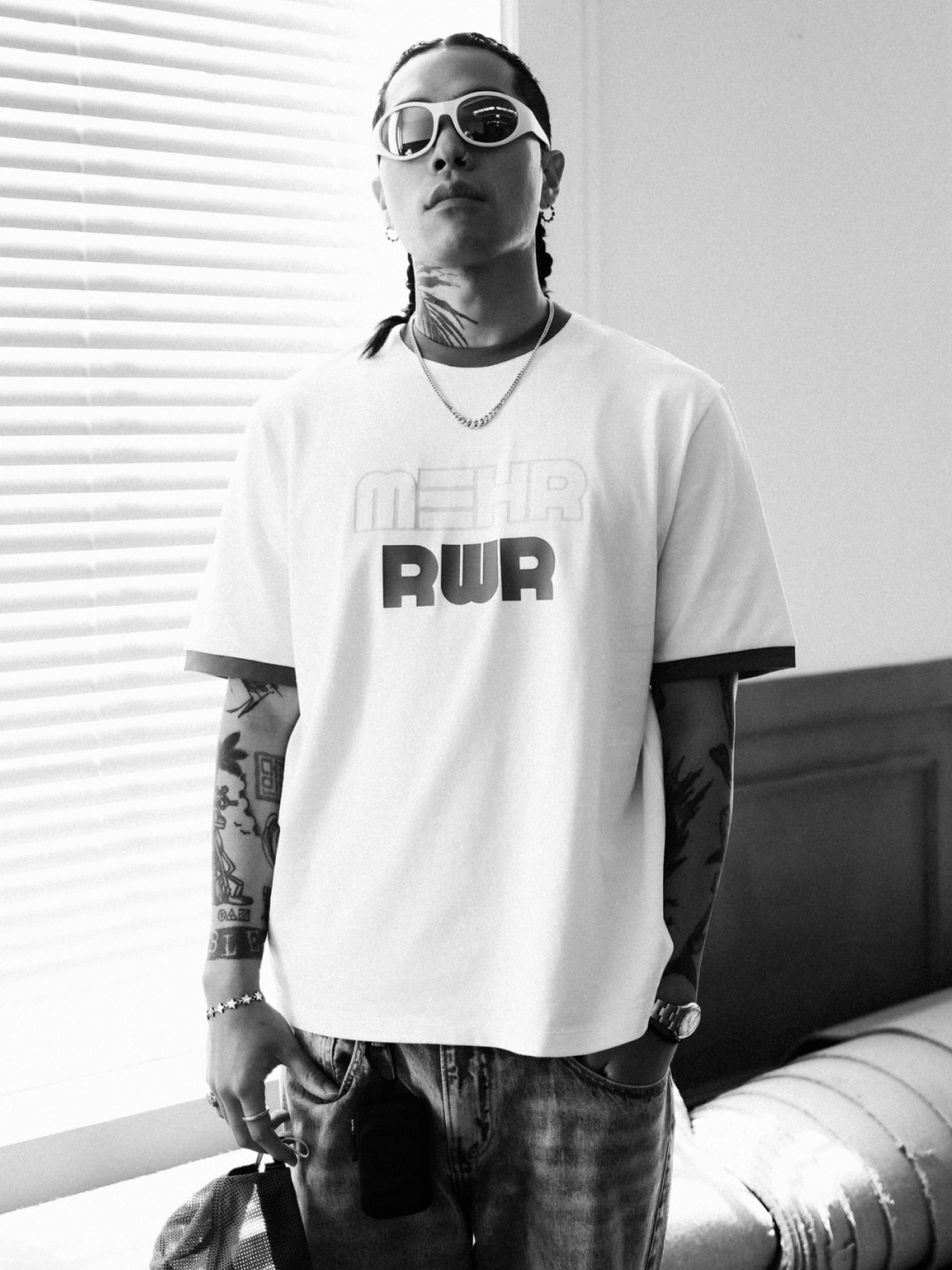 [KREAM 단독] RWR x MEHR Ringer T-Shirt Cream, [KREAM 단독] RWR x MEHR Ringer T-Shirt Yellow 착용 스타일 - 2