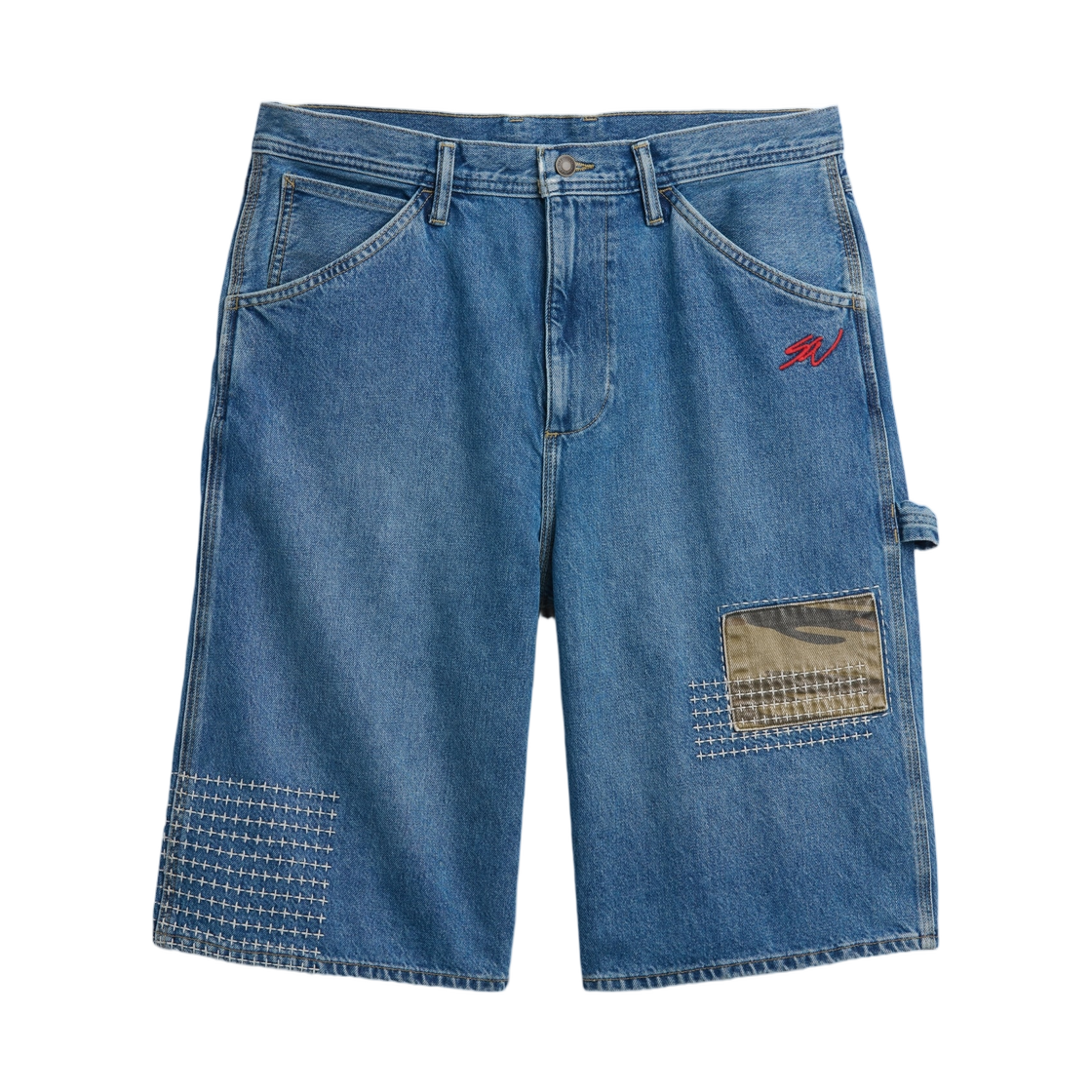 갭 x 션 우더스푼 배기 패치워크 데님 쇼츠 데님(Gap x Sean Wotherspoon Baggy Patchwork Denim Shorts Denim)