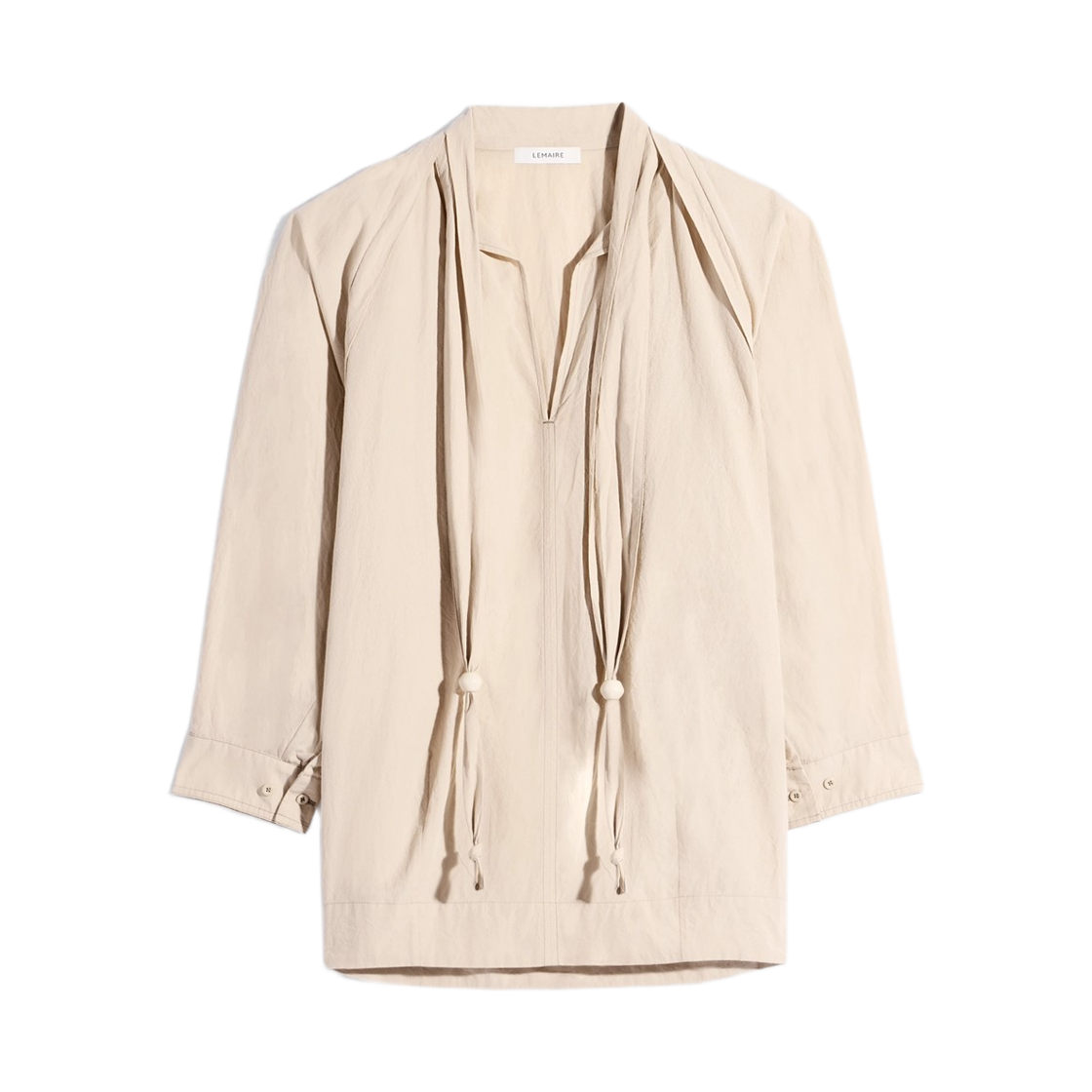 SH1222-LF1399-240 (W) Lemaire Cotton Crape Scarf Blouse Greige