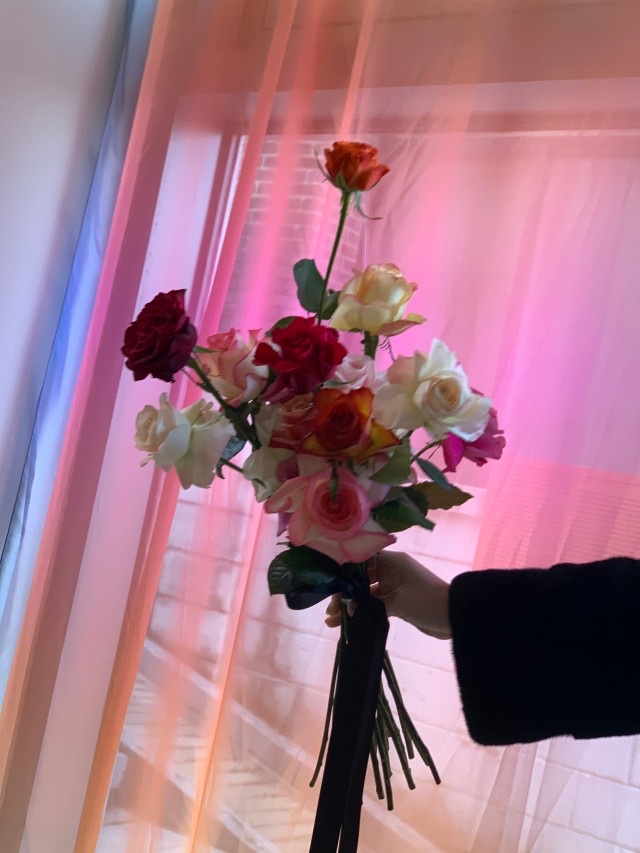 Gradation chiffon curtain / Pink&sky / L Size 착용 스타일