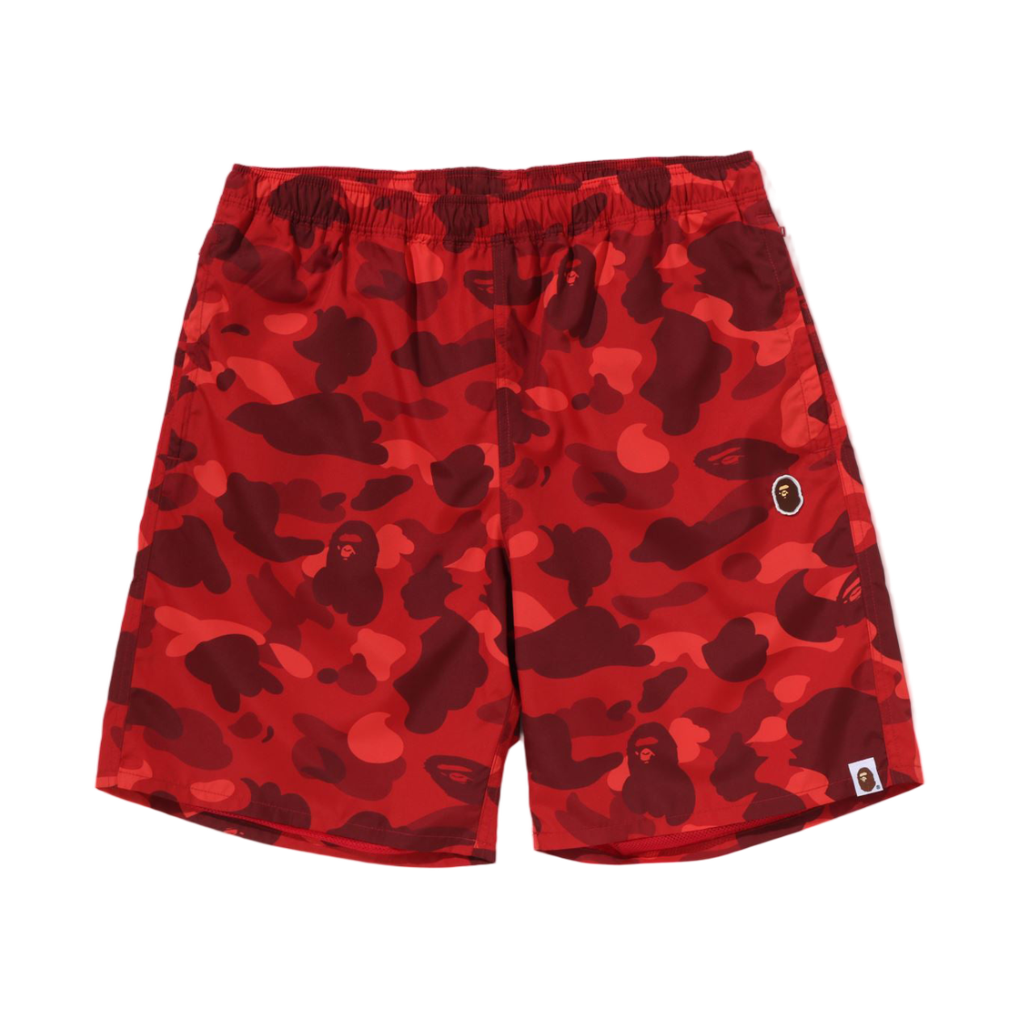 베이프 컬러 카모 에이프 헤드 원 포인트 비치 쇼츠 레드(BAPE Color Camo Ape Head One Point Beach Shorts Red) - 1