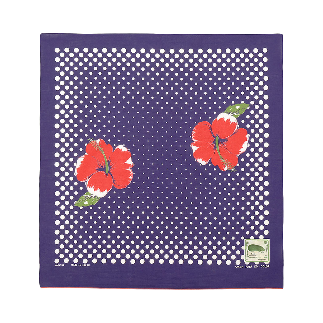 EK-1168 Kapital Fastcolor Selvedge Bandana Twin Hibiscus Purple