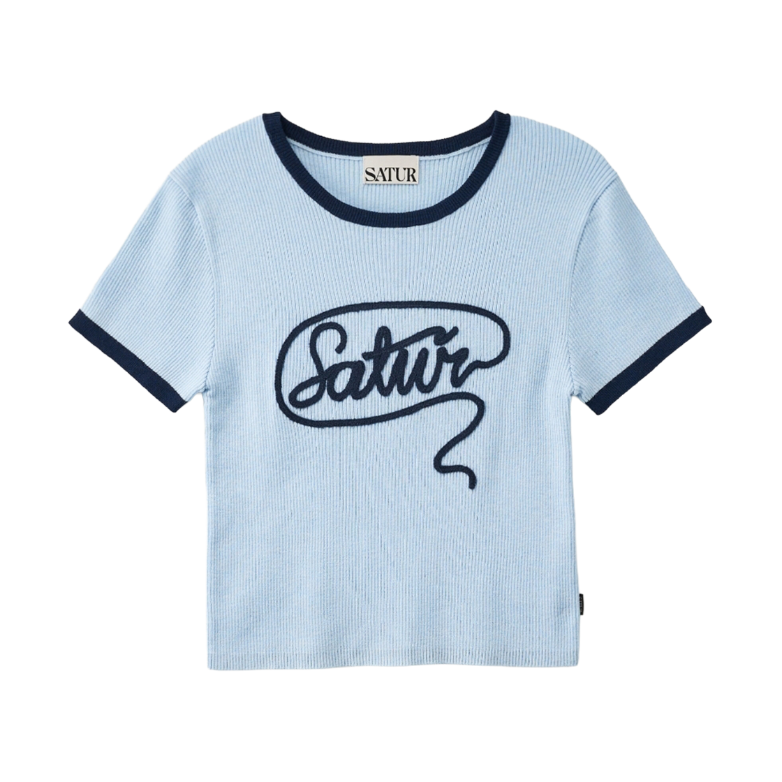 세터 우먼 로프 로고 링거 하프 니트 스카이 블루(SATUR W Rope Logo Ringer Half Knit Sky Blue) - 1