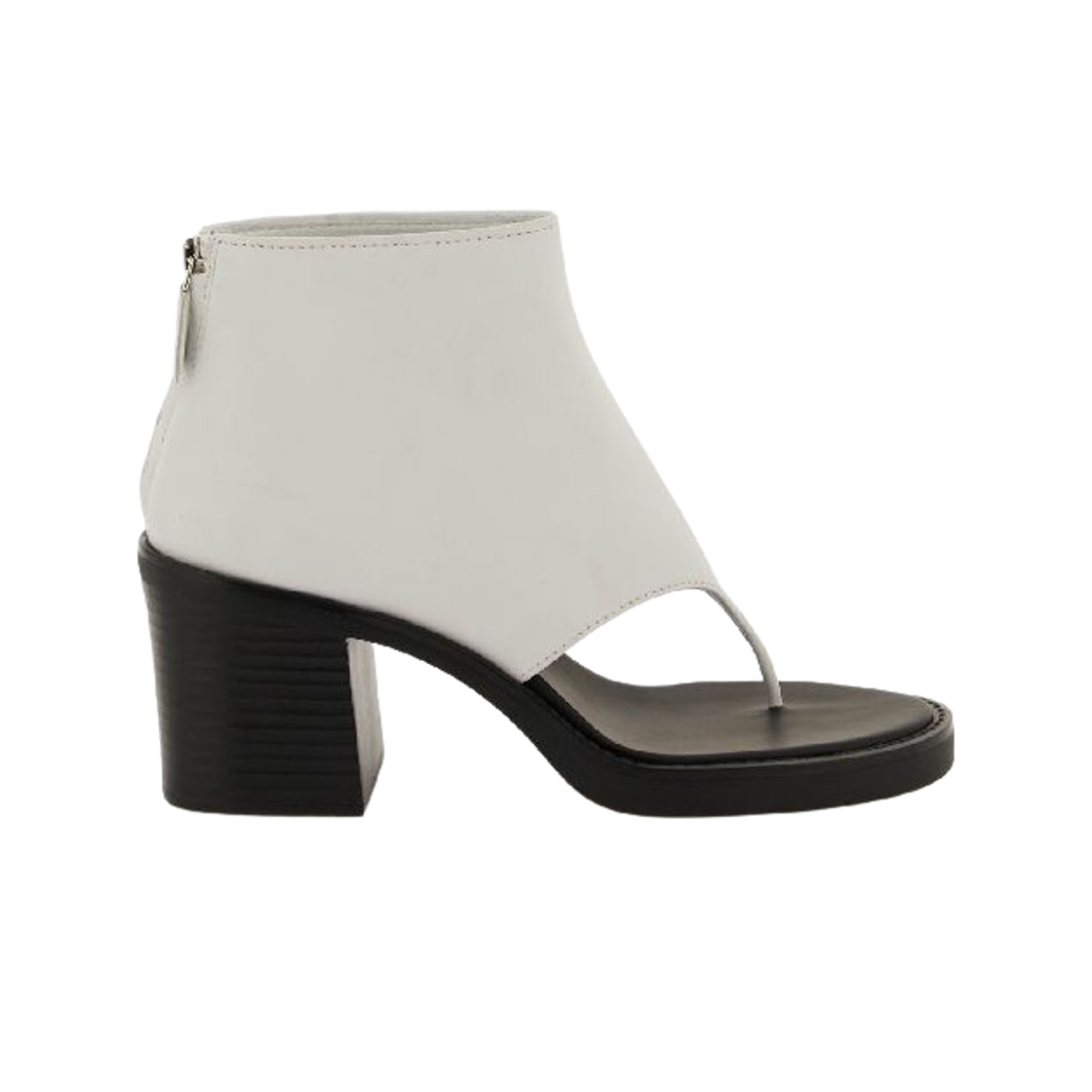(W) 미우 미우 레더 텅 앵클 힐 부츠 화이트((W) Miu Miu Leather Tongue Ankle Heel Boots White) - 1