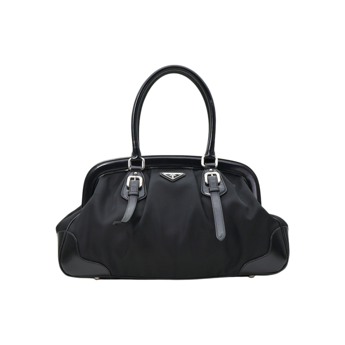프라다 BR3508 블랙 테수토 카프스킨 트라이앵글 로고 토트백(Prada BR3508 Black Tessuto Calfskin Triangle Logo Tote Bag)