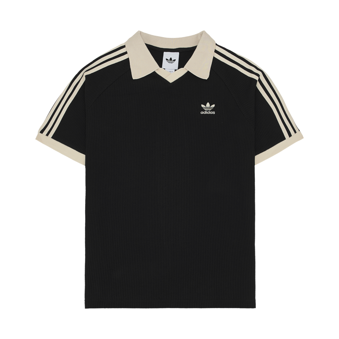 아디다스 와플 숏슬리브 폴로 셔츠 블랙 - KR 사이즈(Adidas Waffle Short Sleeve Polo Shirt Black - KR Sizing)