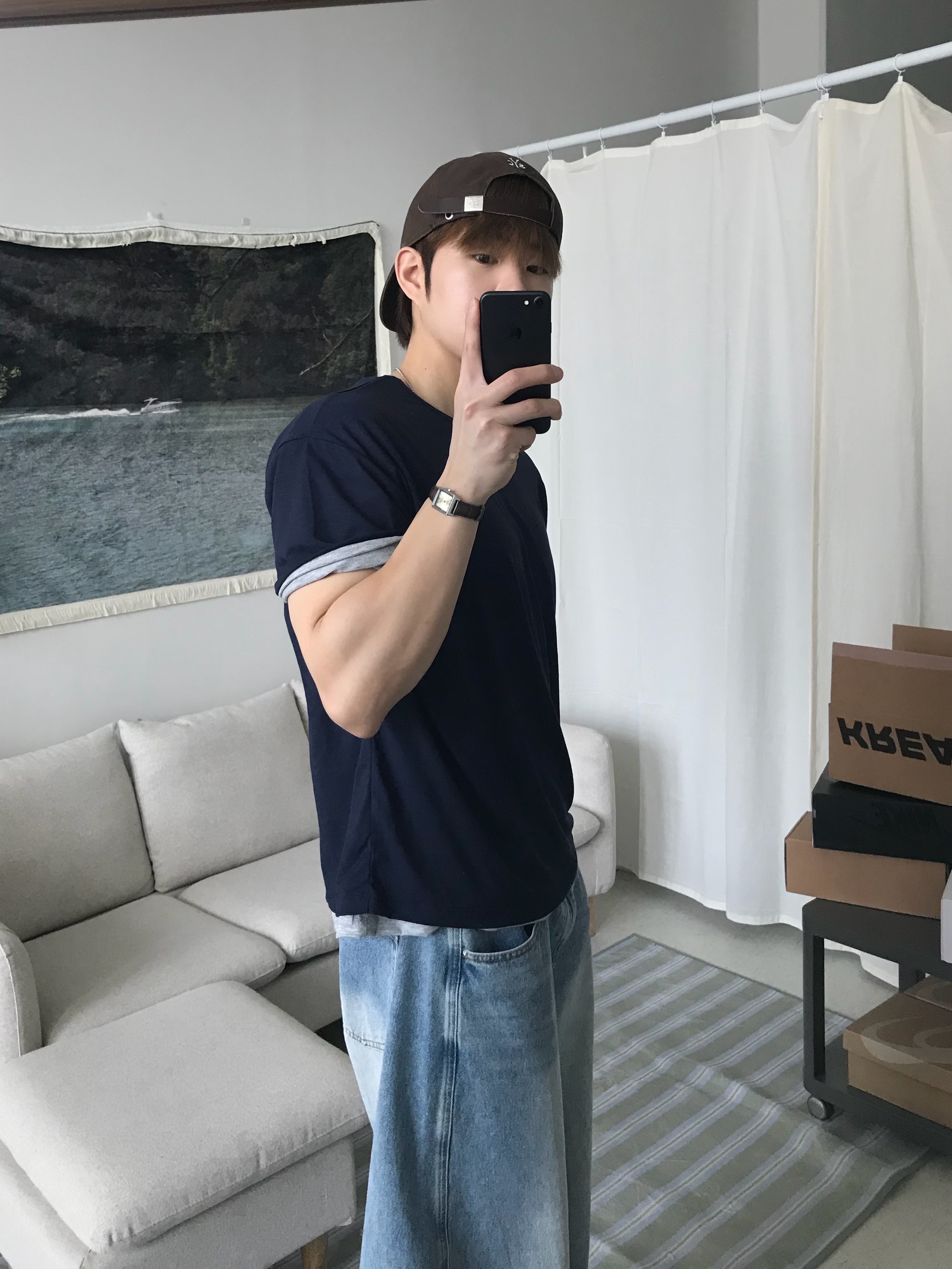 Sunday Ceremony Sy Logo 5 Panel Cotton Cap - Brown 착용 스타일 - 2