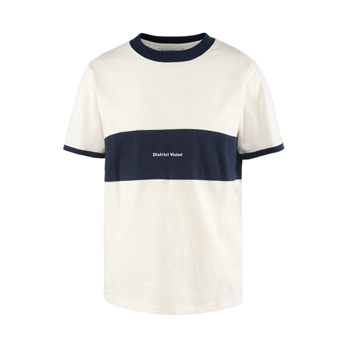 디스트릭트 비전 재팬 코튼 링거 티셔츠 빈티지 화이트 네이비(District Vision Japan Cotton Ringer T-Shirt Vintage White Navy) - 1
