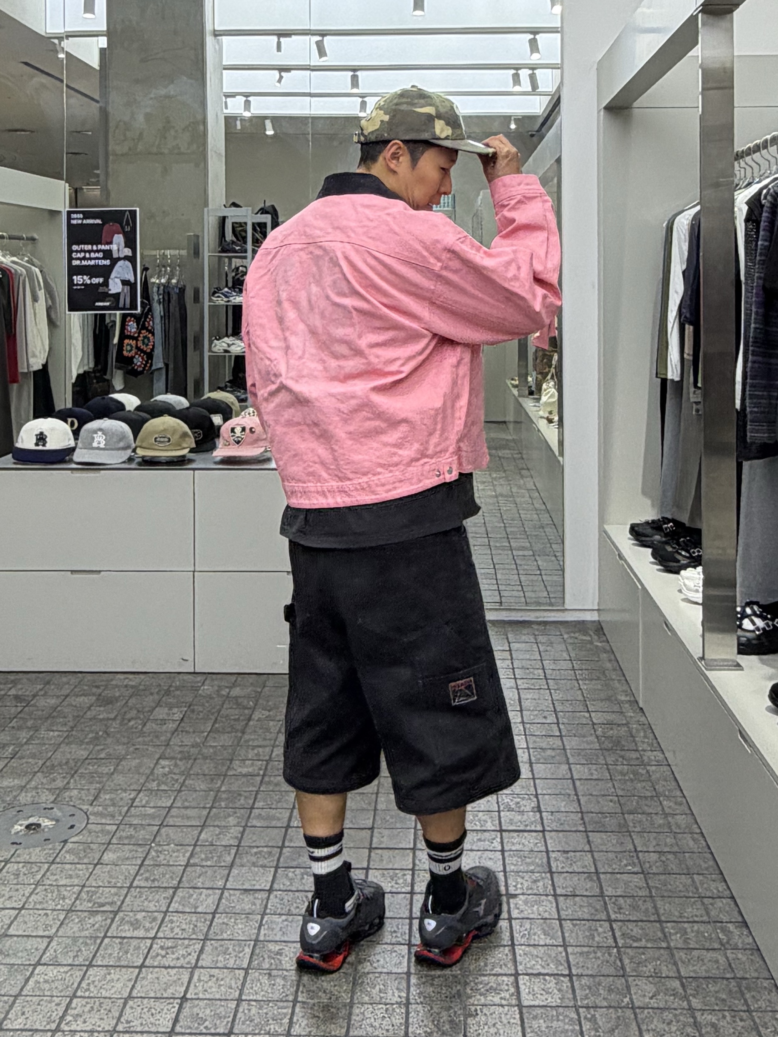 Unsteady Market Vintage Work Jacket Pink, Unsteadymarket Vintage 6 Panel Cap_Camo 착용 스타일 - 1