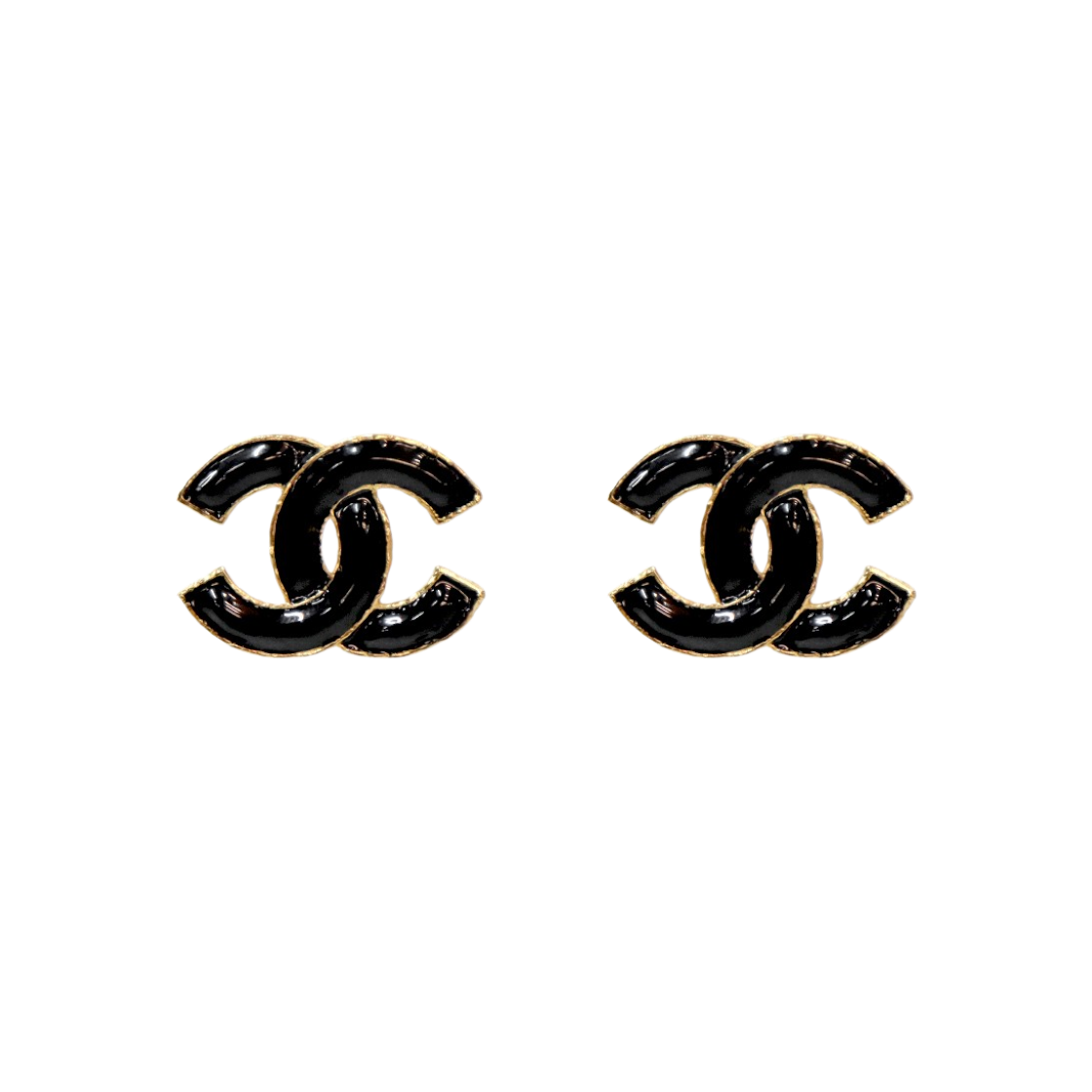ITM54N65KQCT Chanel Black Enamel Gold CC Earrings