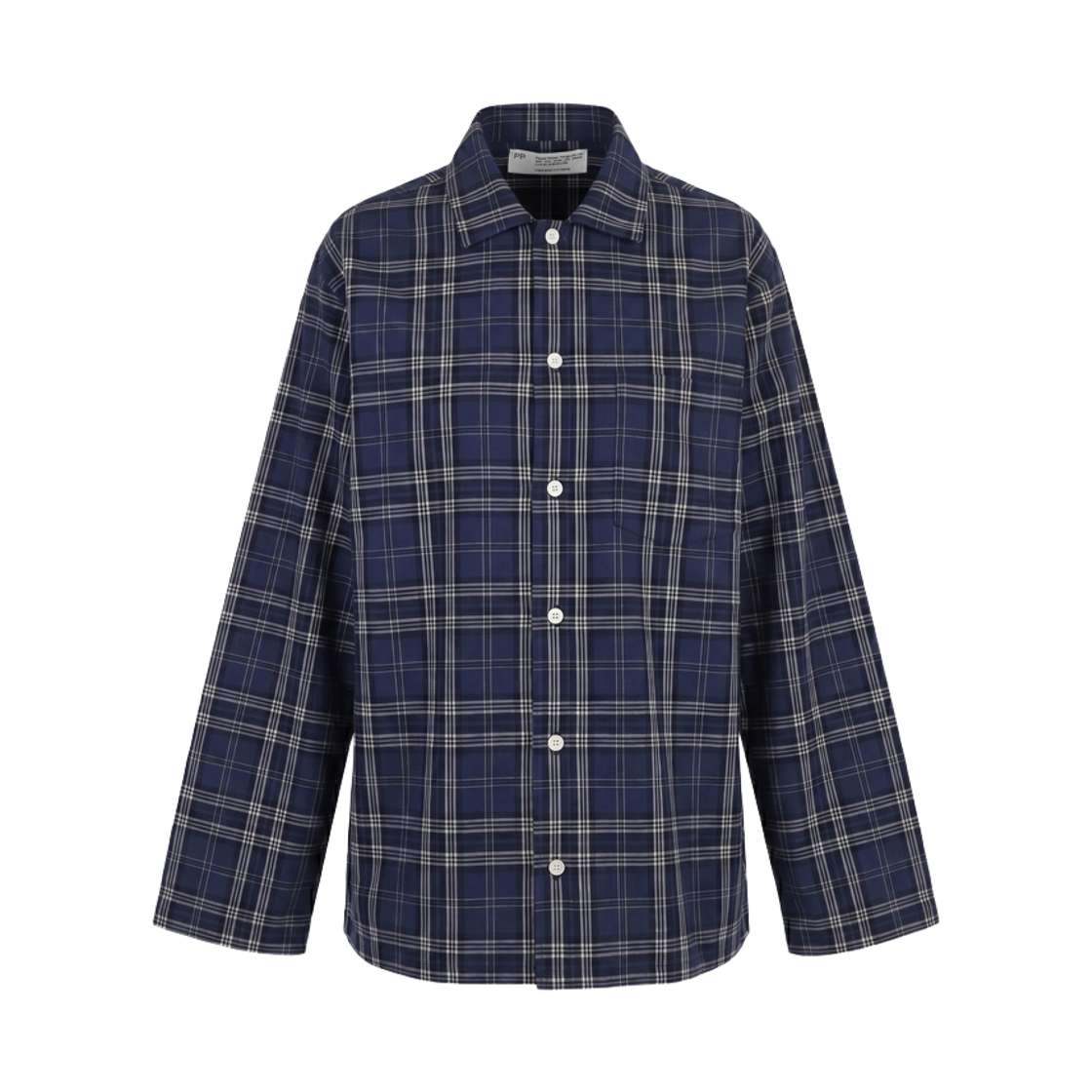 퍼즈플리즈 100% 코튼 파자마 위드 에이프런 (체크 네이비)(PAUSE PLEASE 100% Cotton Pajamas with Apron (Check Navy))
