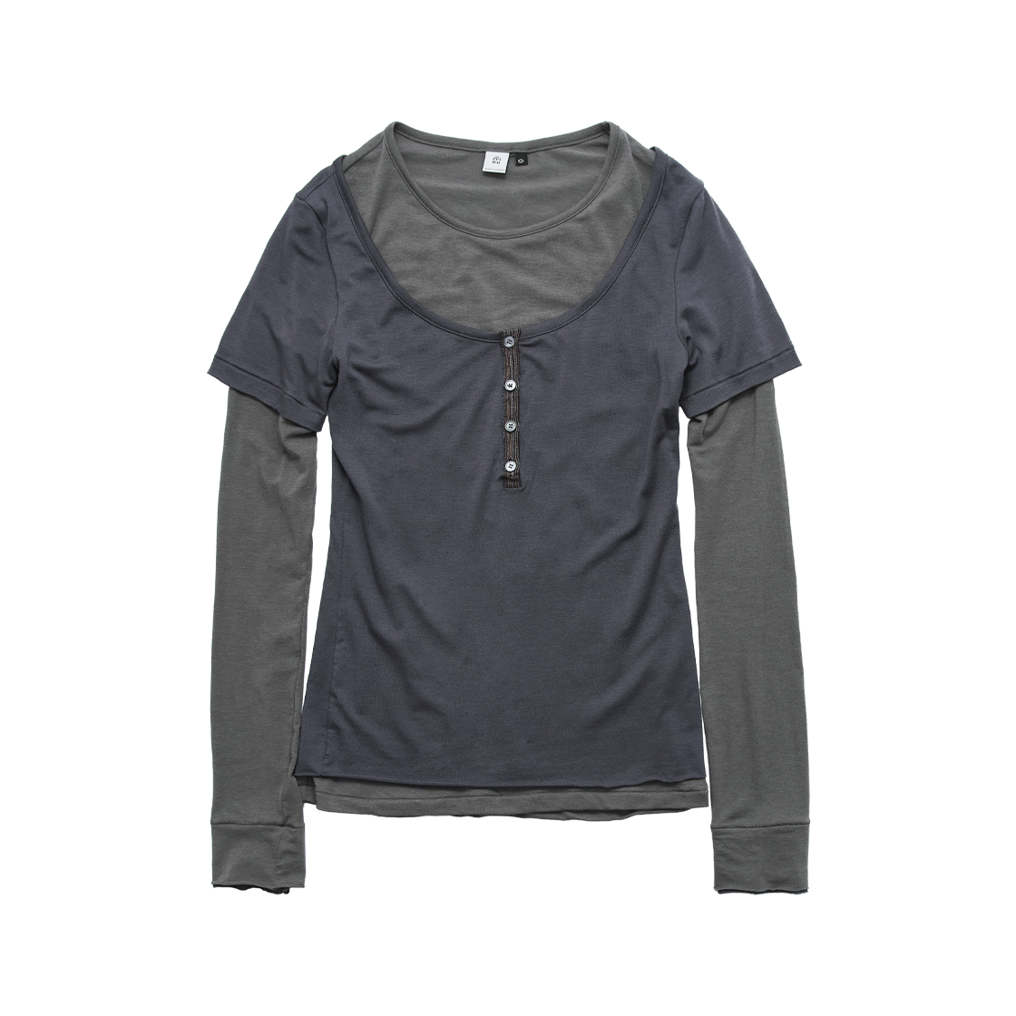 폴리테루 우먼 레이어드 롱 슬리브 퍼플/차콜(Polyteru Women Layered Long Sleeve Purple/Charcoal)