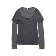 Polyteru Women Layered Long Sleeve Purple/Charcoal