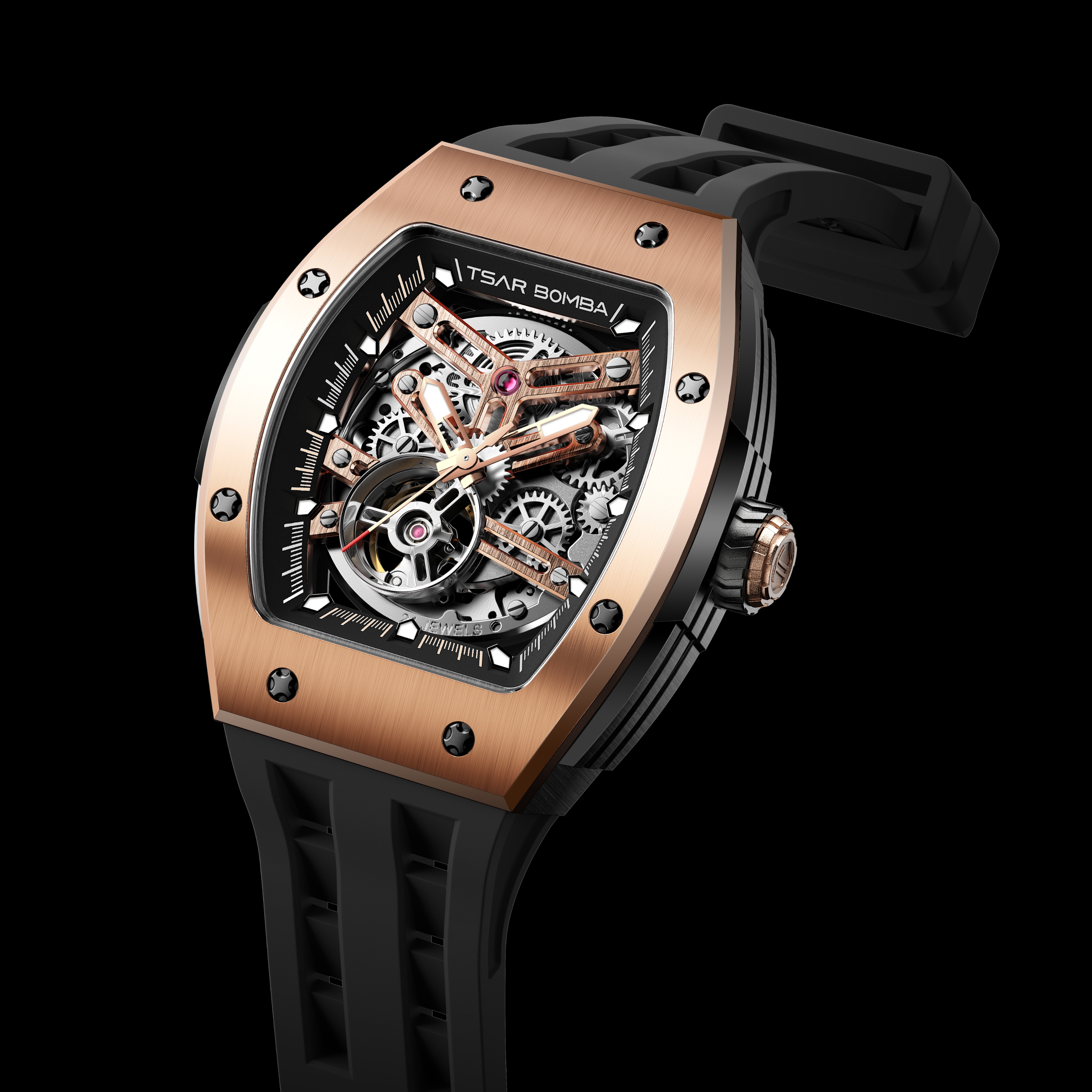 Tsar Bomba Elemental Automatic Watch TB8228A Rose Gold Black 착용 스타일 - 4