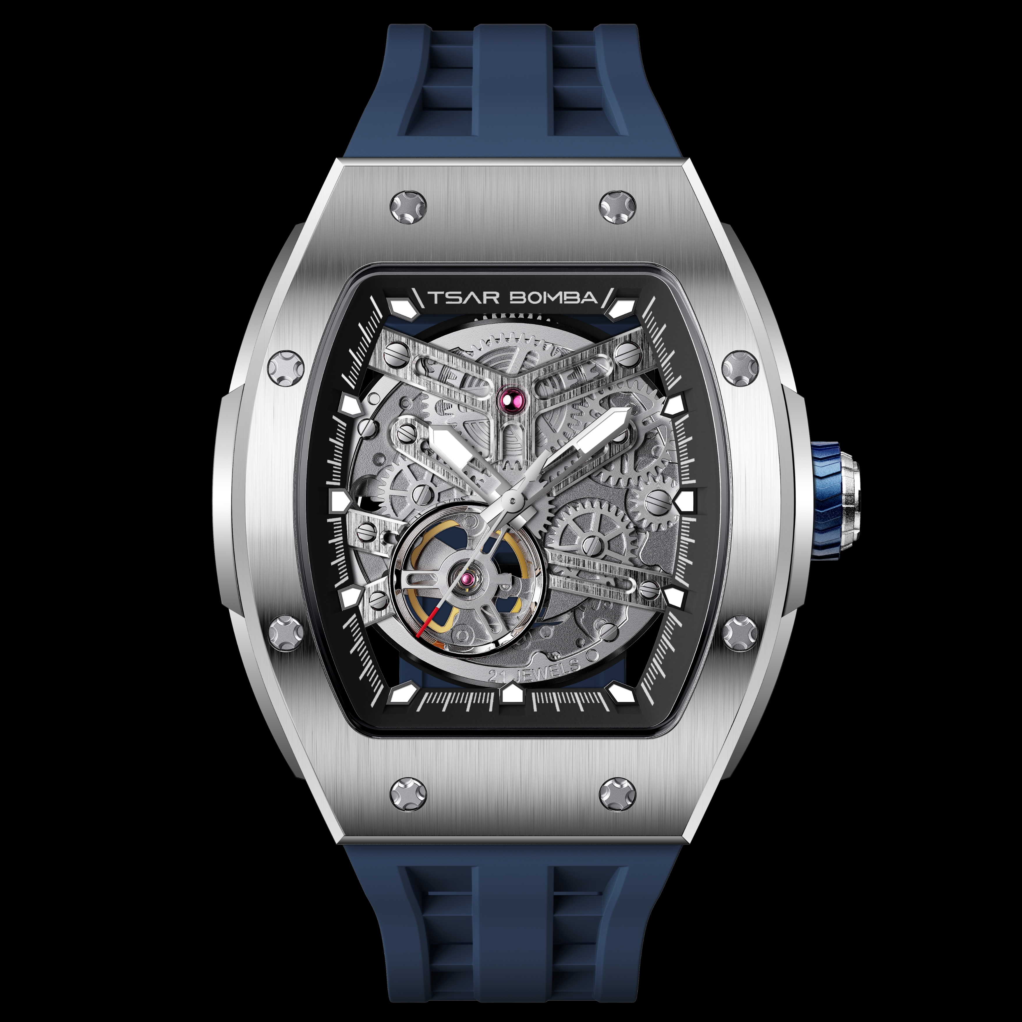 Tsar Bomba Elemental Automatic Watch TB8228A Silver Blue 착용 스타일 - 1