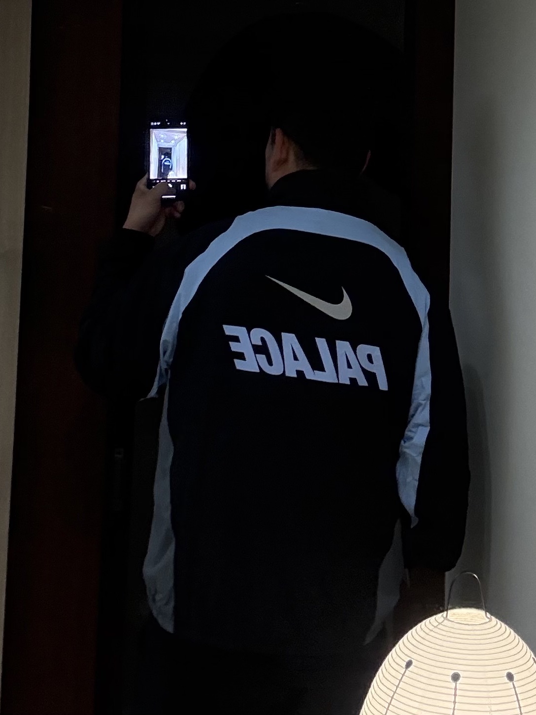 Palace x Nike Track Jacket Black - 26SS, Palace x Nike Font Swoosh Hood Black - 26SS 착용 스타일 - 3