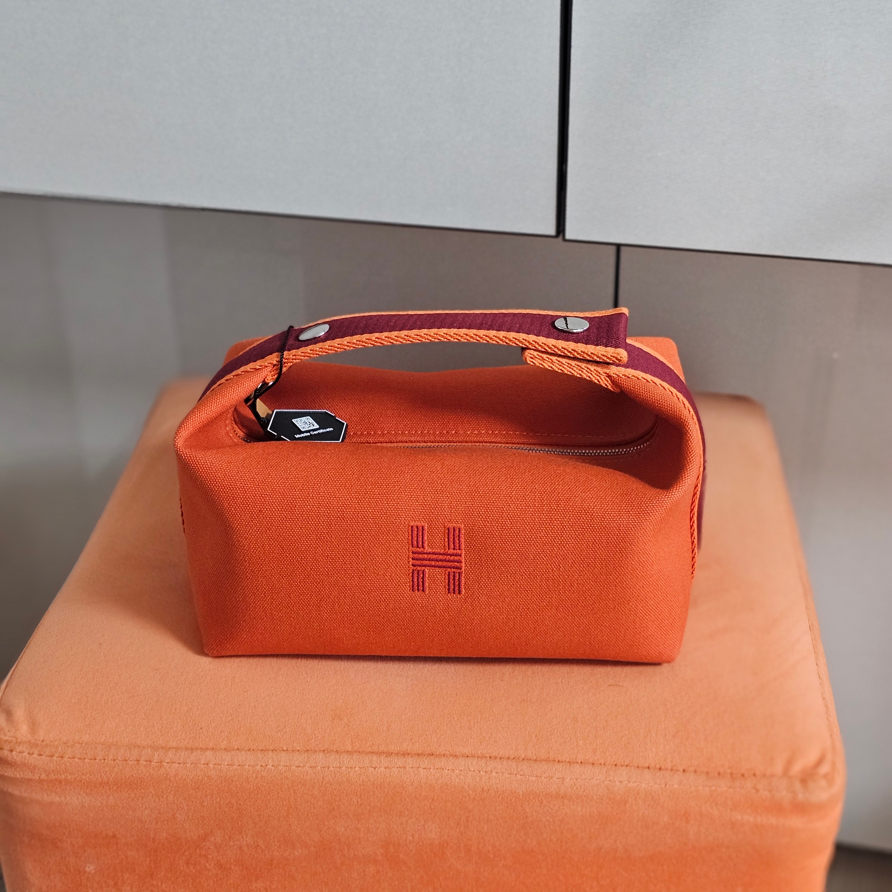 Hermes Small Bride-A-Brac Case Canvas & Orange Feu 착용 스타일