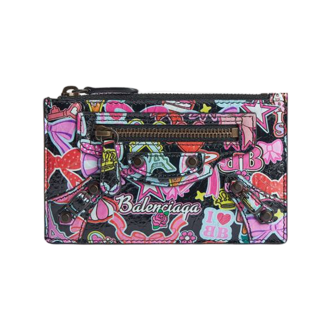 8106072ACE41089 Balenciaga Le City Long Coin and Card Holder In Black Multicolor