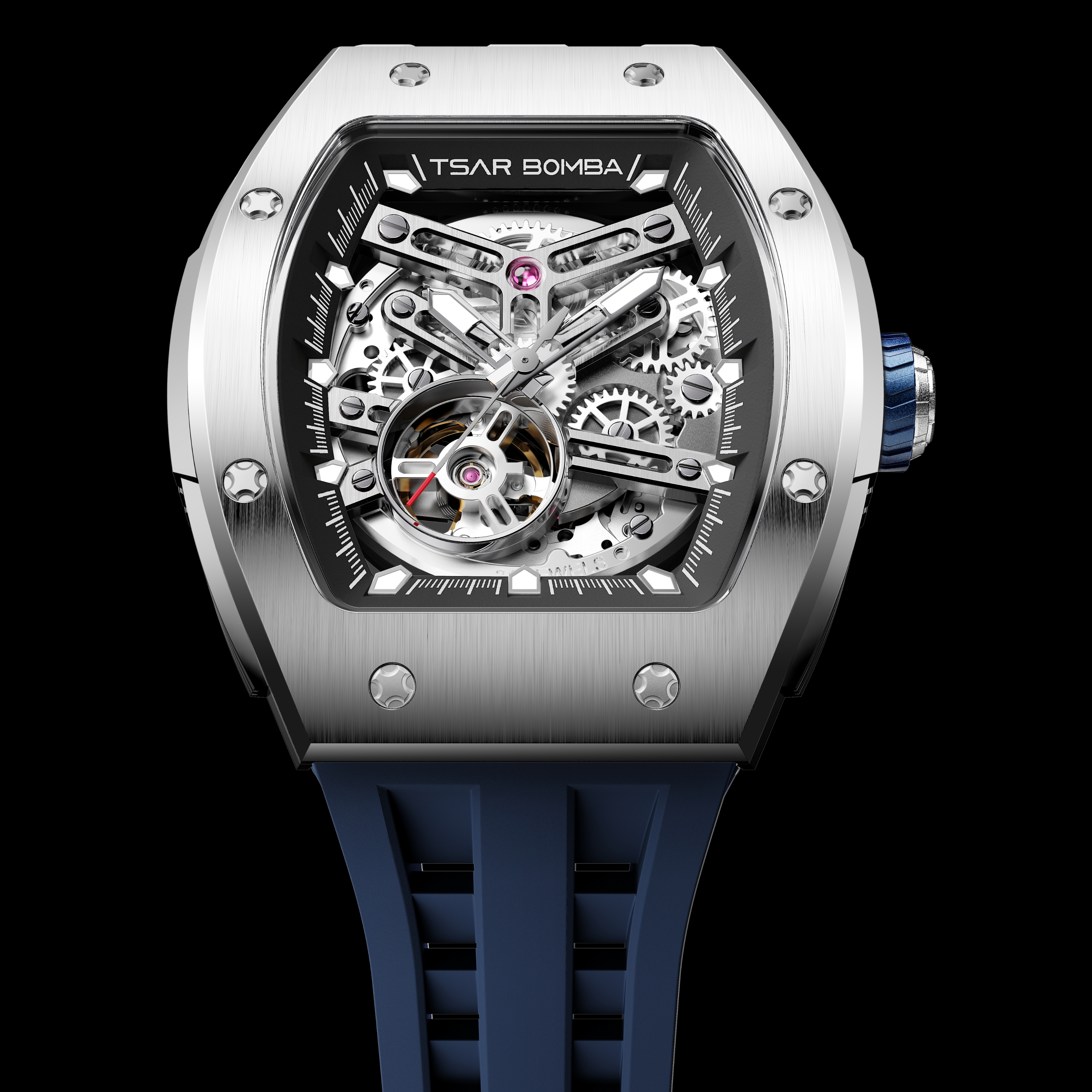 Tsar Bomba Elemental Automatic Watch TB8228A Silver Blue 착용 스타일 - 3