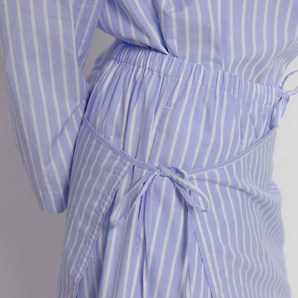 퍼즈플리즈 100% 코튼 파자마 위드 에이프런 (스트라이프 스카이블루)(PAUSE PLEASE 100% Cotton Pajamas with Apron (Striped-SkyBlue)) - 6