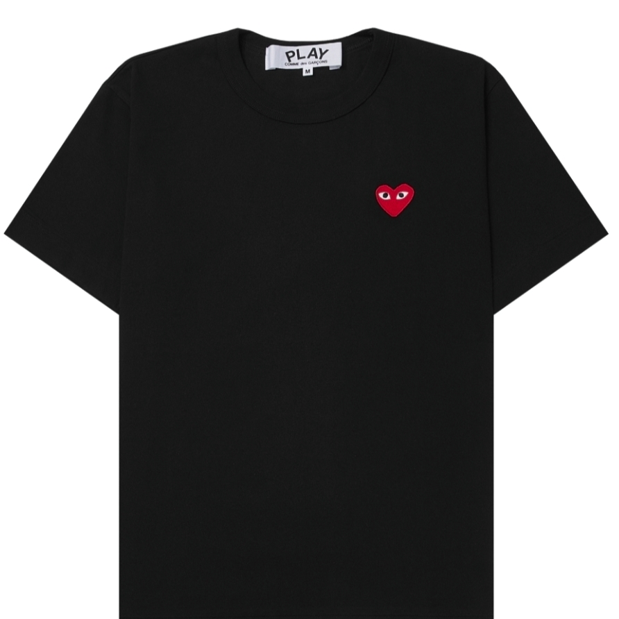 Play Comme des Garcons Red Heart T-Shirt Black 착용 스타일