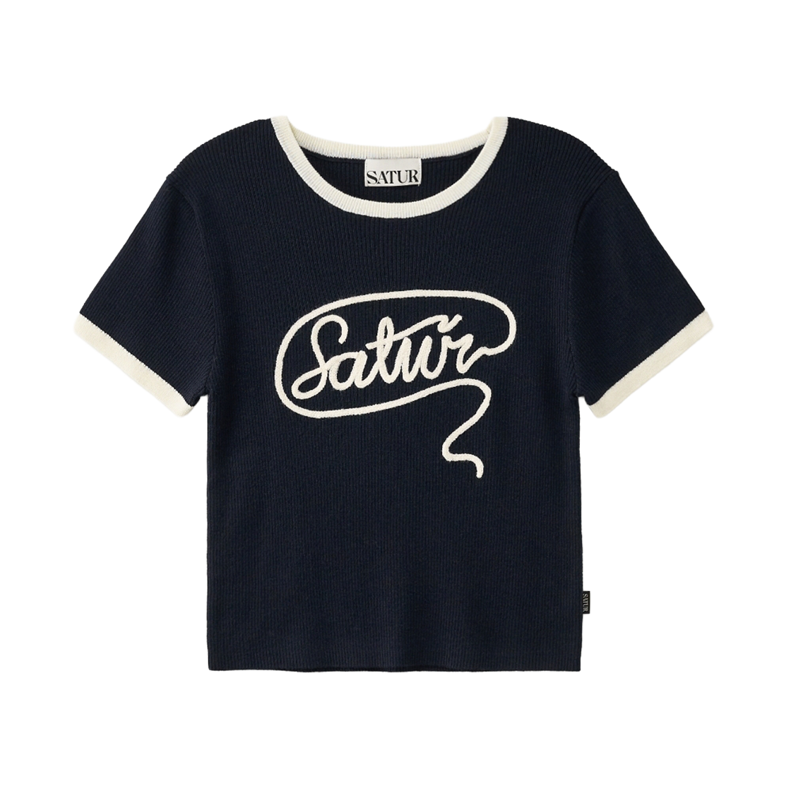 세터 우먼 로프 로고 링거 하프 니트 네이비(SATUR W Rope Logo Ringer Half Knit Navy) - 1