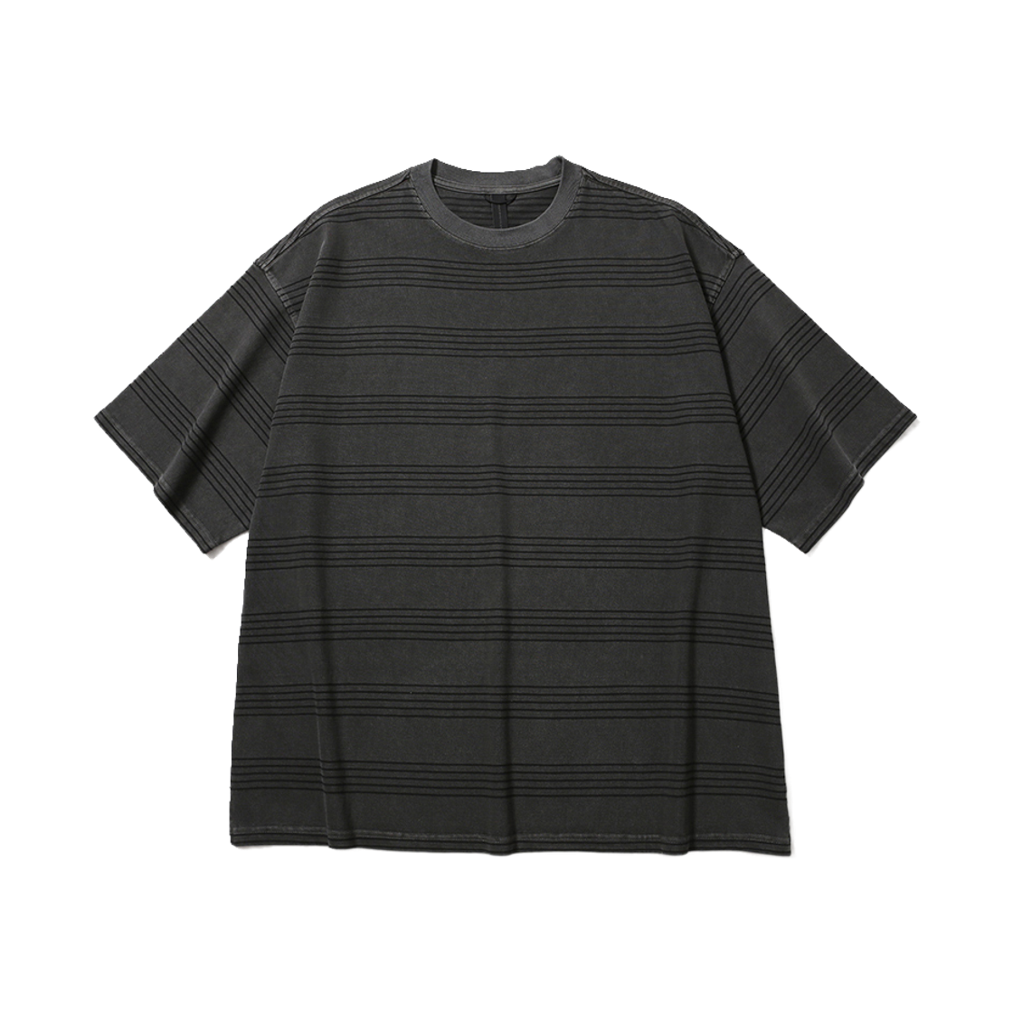 [SS26] 모이프 가먼트 다이드 스트라이프 H/S 티 다이드 차콜 스트라이프([SS26] moif Garment Dyed Stripe H/S Tee Dyed Charcoal Stripe)