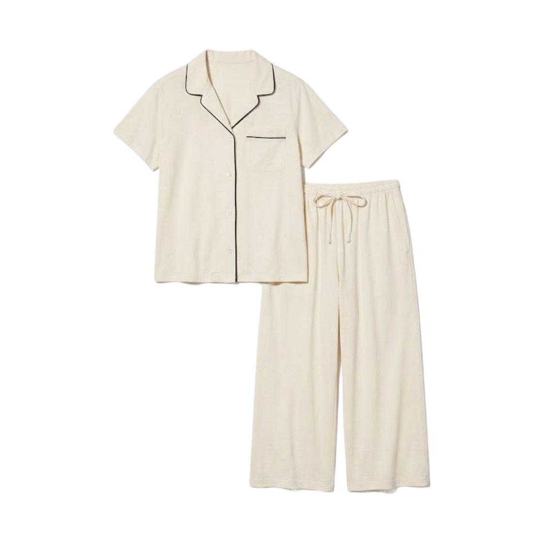 482653-01 (W) Uniqlo Airism Cotton Short Sleeve Pajama Off White - JP