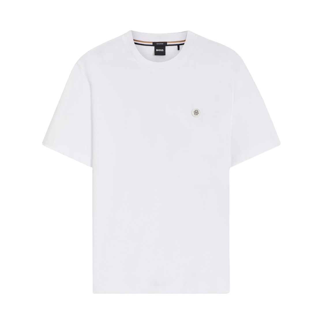 휴고 보스 머서라이즈드 코튼 더블 B 모노그램 티셔츠 화이트(Hugo Boss Mercerised Cotton T-Shirt with Double B Monogram White) - 1