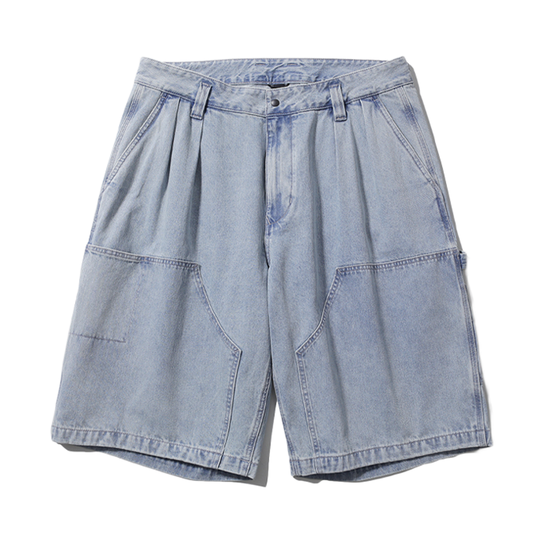 [SS26] 모이프 와이드 카펜터 데님 쇼츠 블리치 인디고([SS26] moif Wide Carpenter Denim Shorts Bleached Indigo)