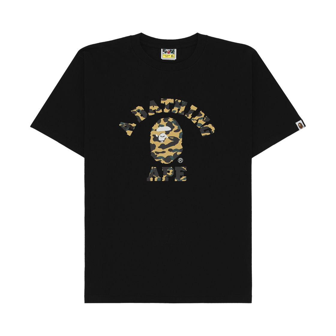 베이프 퍼스트 카모 컬리지 티셔츠 블랙 옐로우(BAPE 1st Camo College T-Shirt Black Yellow) - 1