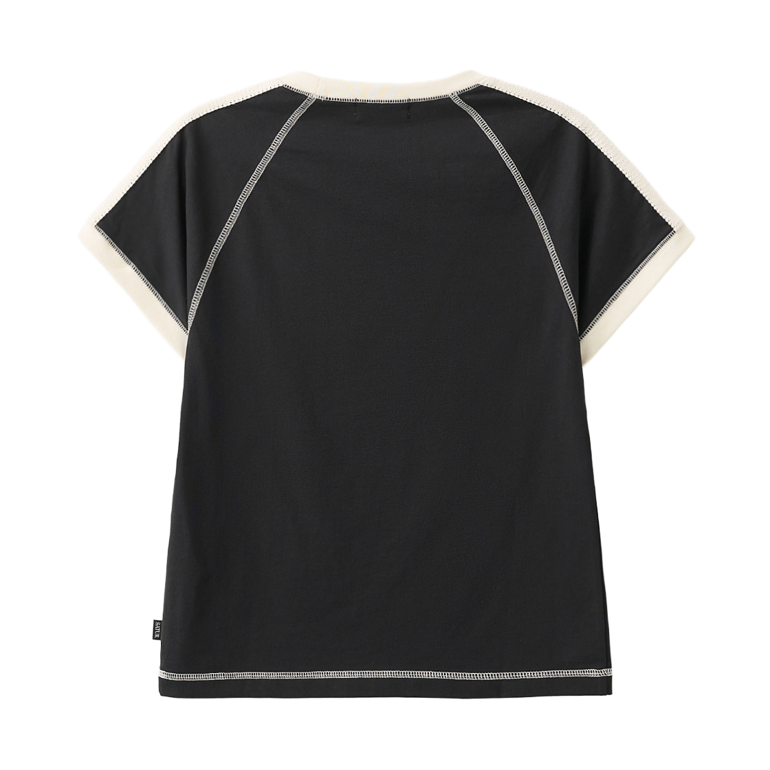 세터 우먼 로턴 스티치 링거 반팔 티셔츠 블랙(SATUR W Lawton Stitch Ringer T-Shirt Black) - 2