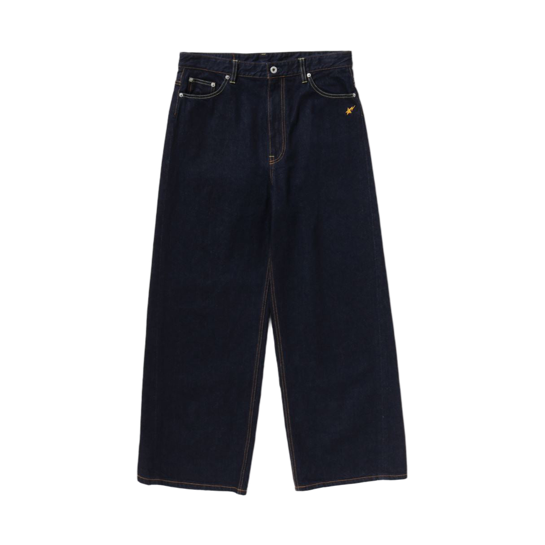 (W) 베이프 스타 자수 배기 데님 팬츠 인디고((W) BAPE Sta Embroidery Baggy Denim Pants Indigo) - 1